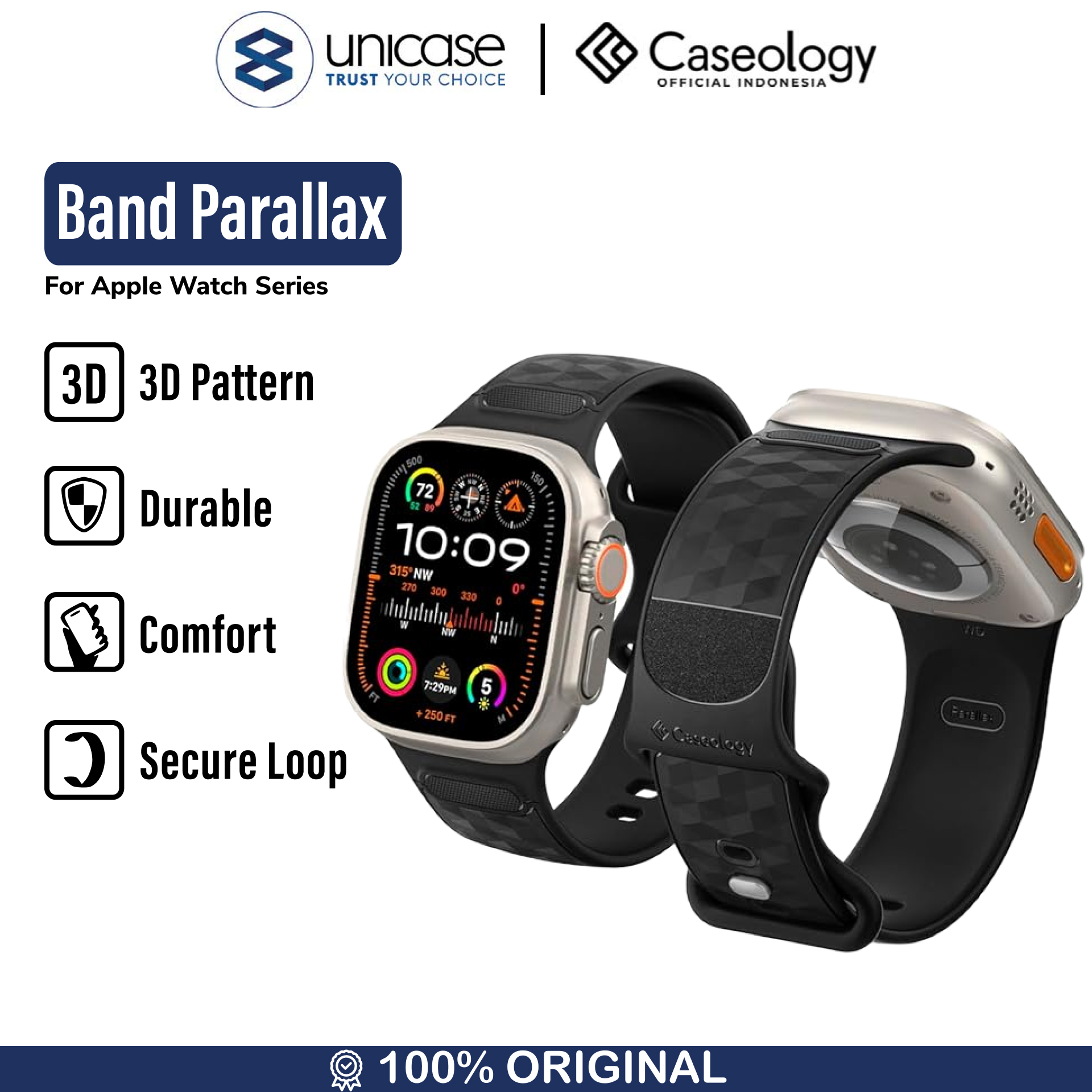 Caseology Apple Watch 49mm / 46mm / 45mm / 44mm / 42mm (Series 3 / 2 / 1) Band Parallax - Matte Black AMP07135