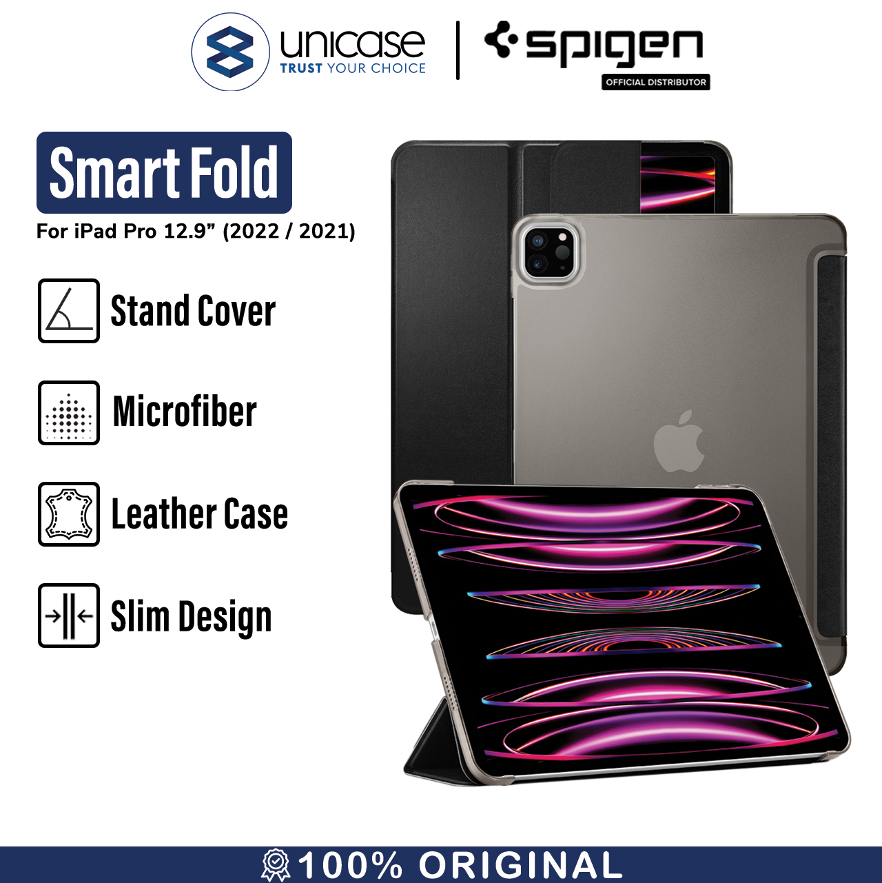 Spigen iPad Pro 12.9" (2022 / 2021) Case Flip Cover Smart Fold - Black ACS02882