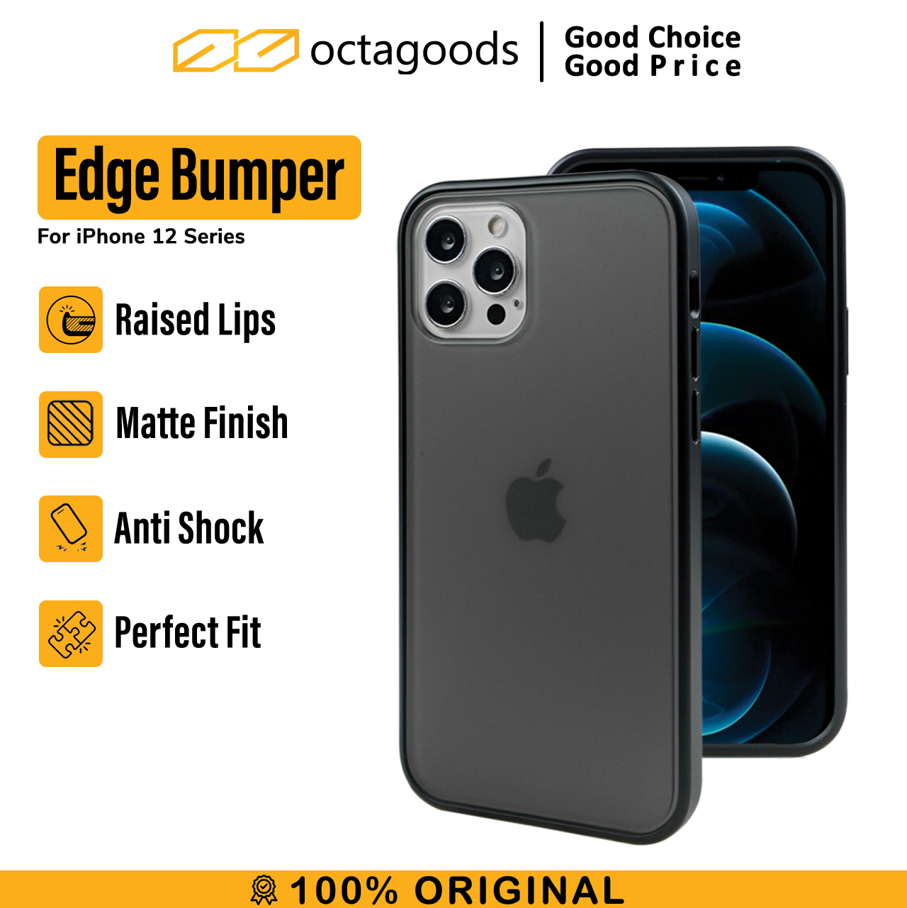 Case iPhone 12 Pro Max Mini Octagoods Edge Bumper Hybrid Matte Casing