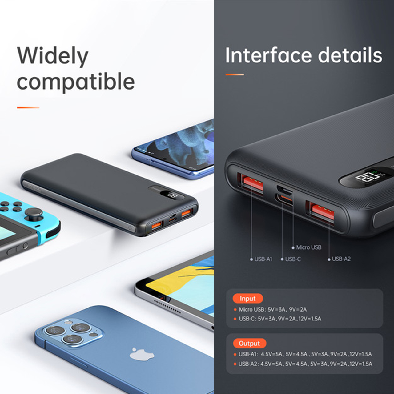 Powerbank MCDODO 20000mAh/10000mAh 22.5W PD QC 3.0 Fast Charge USB A/C