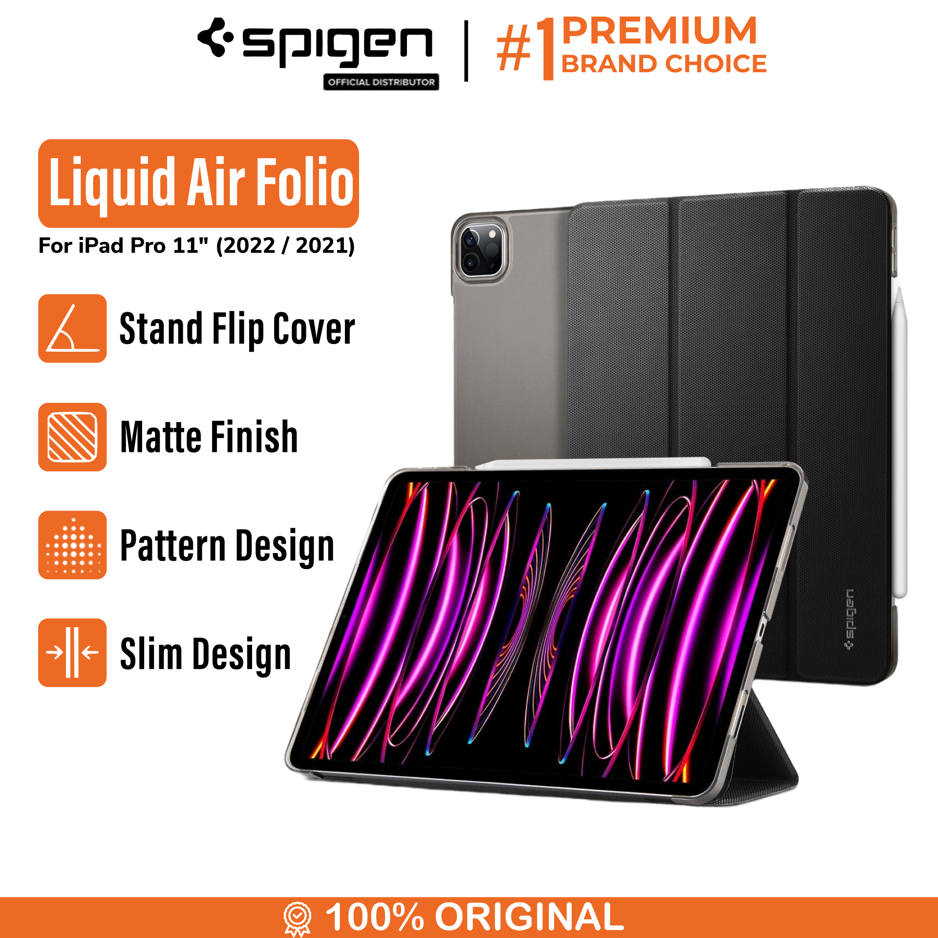 Spigen iPad Pro 11" (2022 / 2021) Case Liquid Air Folio - Black ACS05466