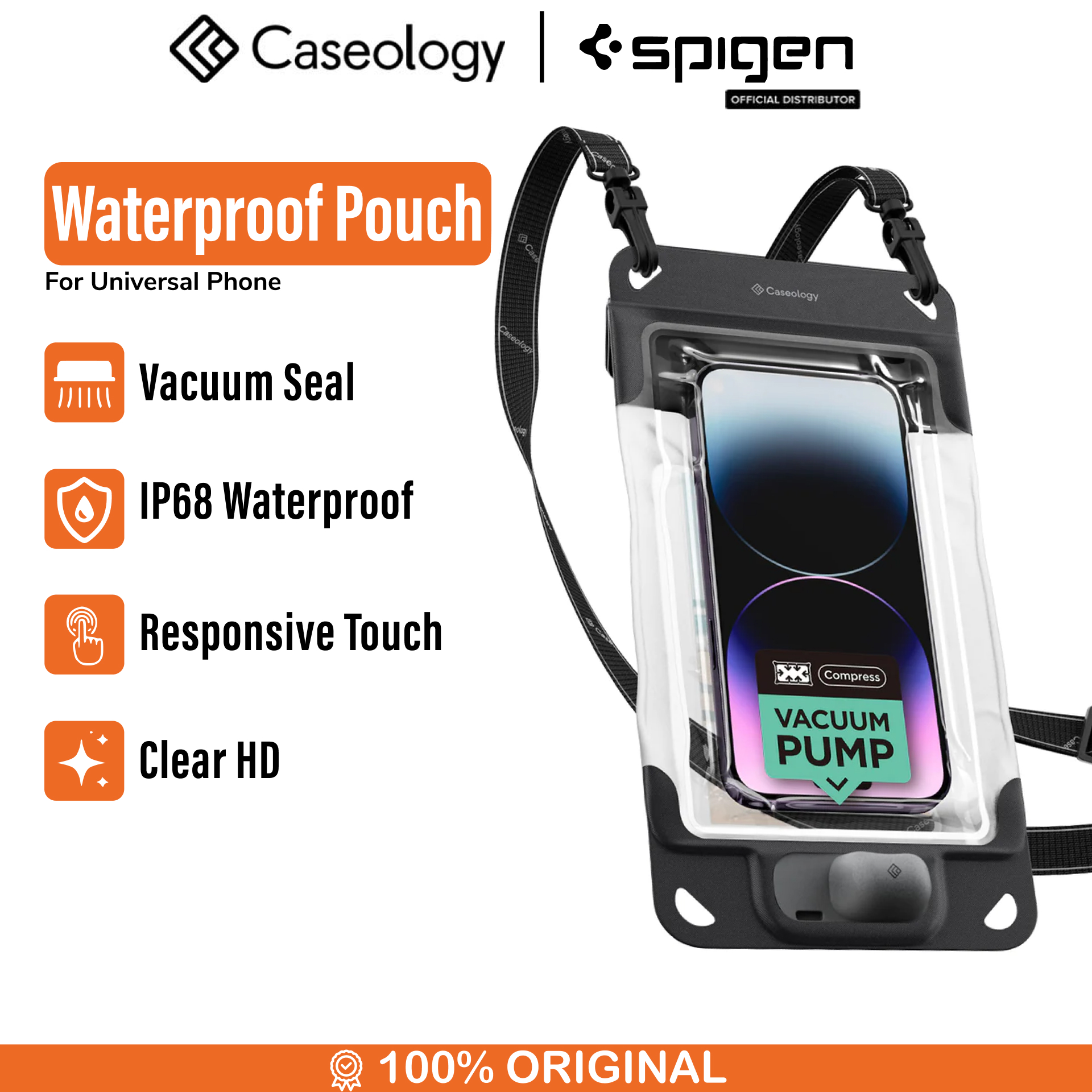 Caseology Waterproof Phone Pouch (Vacuum) (1Pack) - Charcoal Gray ACS06257