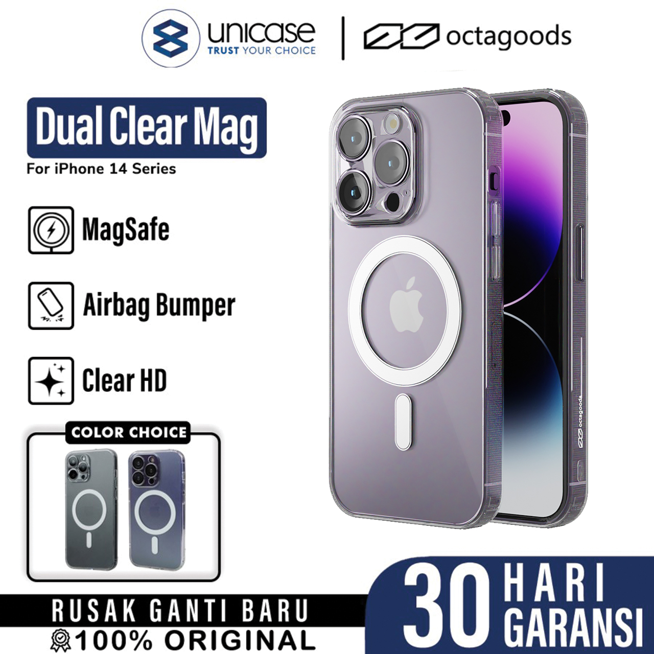 Octagoods iPhone 14 Pro Max Case Magsafe Dual Clear Magsafe - Clear K28045