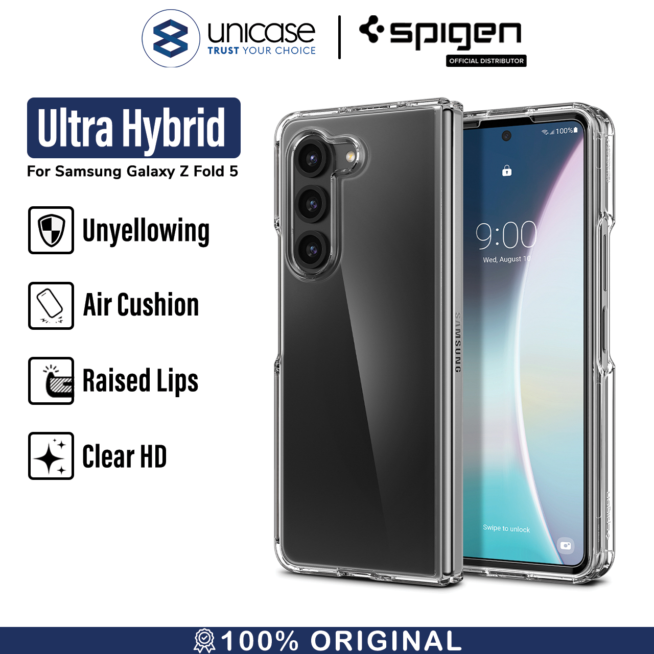 Spigen Galaxy Z Fold 5 Case Ultra Hybrid - Crystal Clear ACS06221-1
