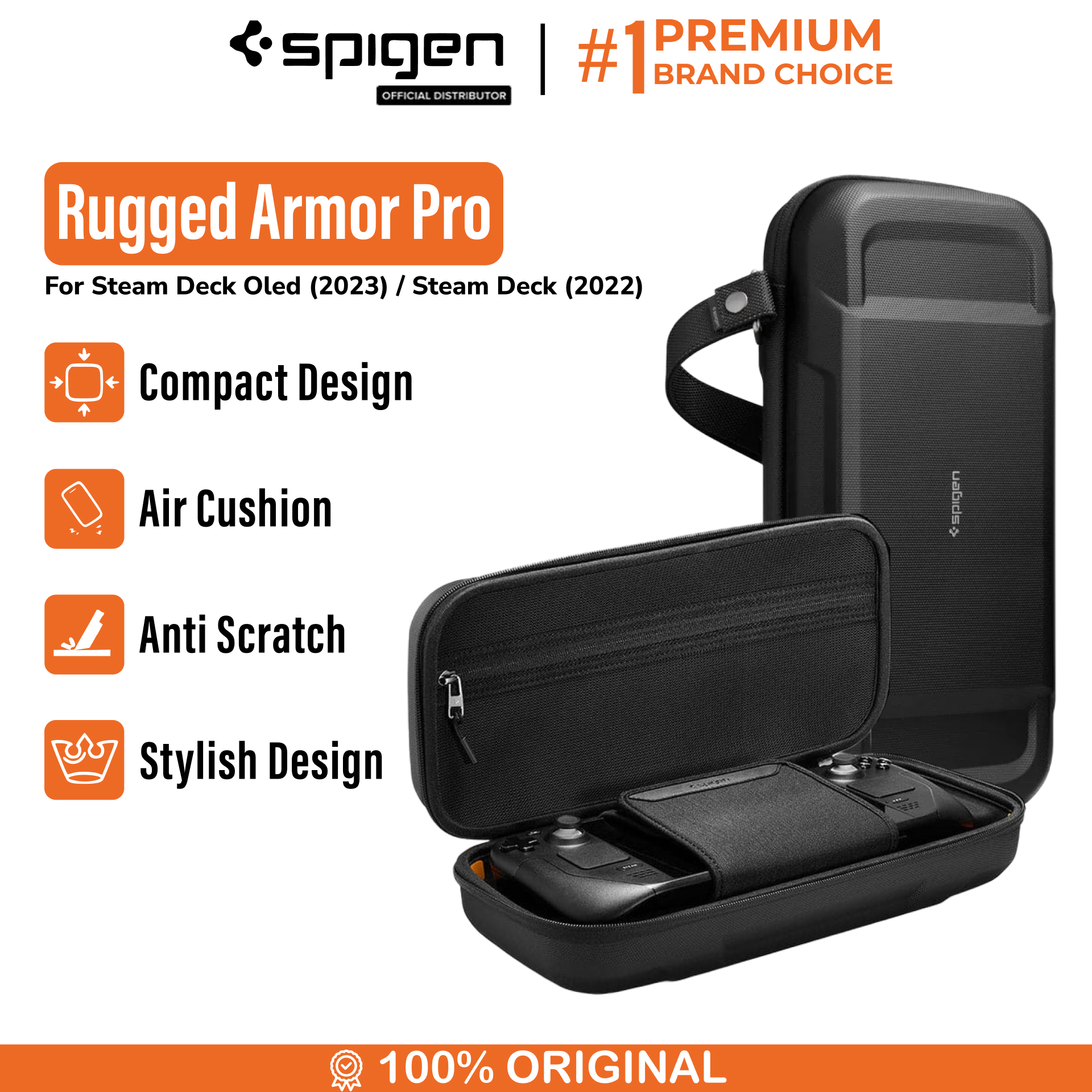 Spigen Steam Deck OLED (2023) / Steam Deck (2022) Pouch Rugged Armor Pro - Black AFA03731