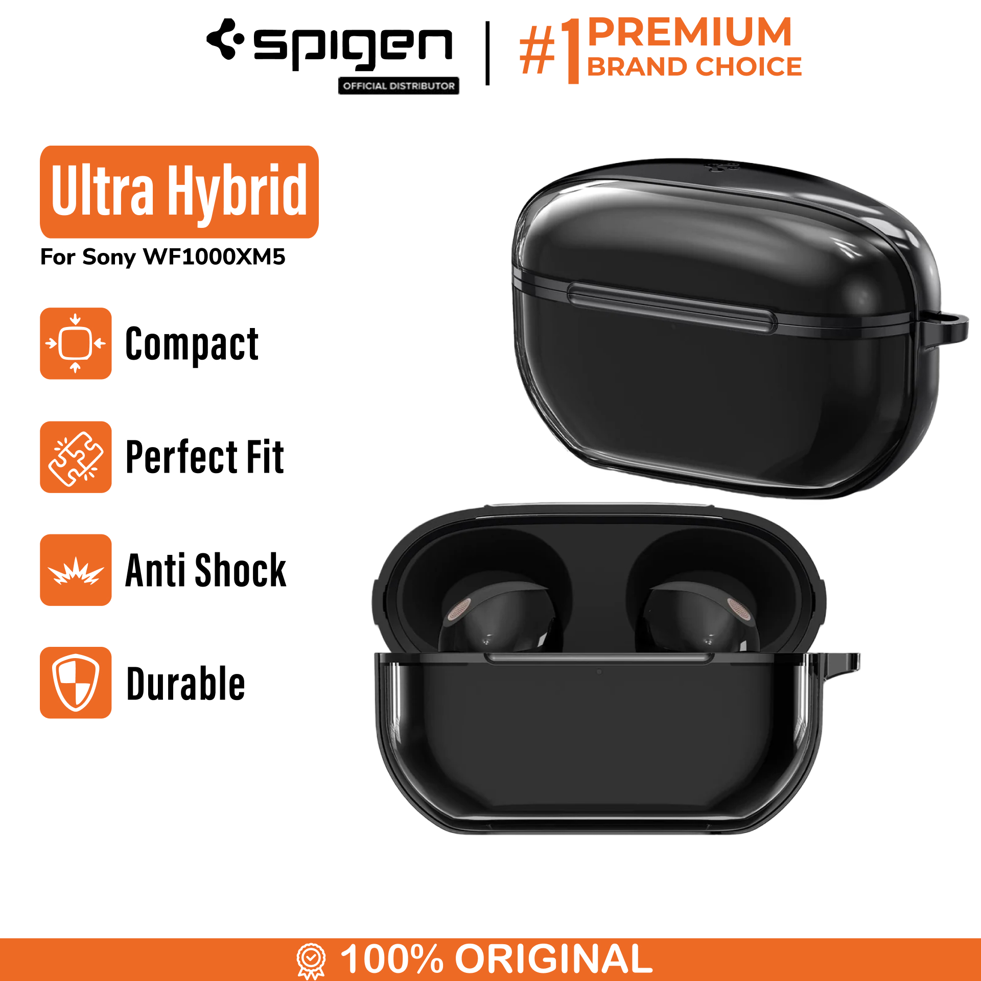 Spigen Sony WF-1000XM5 Case Ultra Hybrid - Jet Black ACS07102