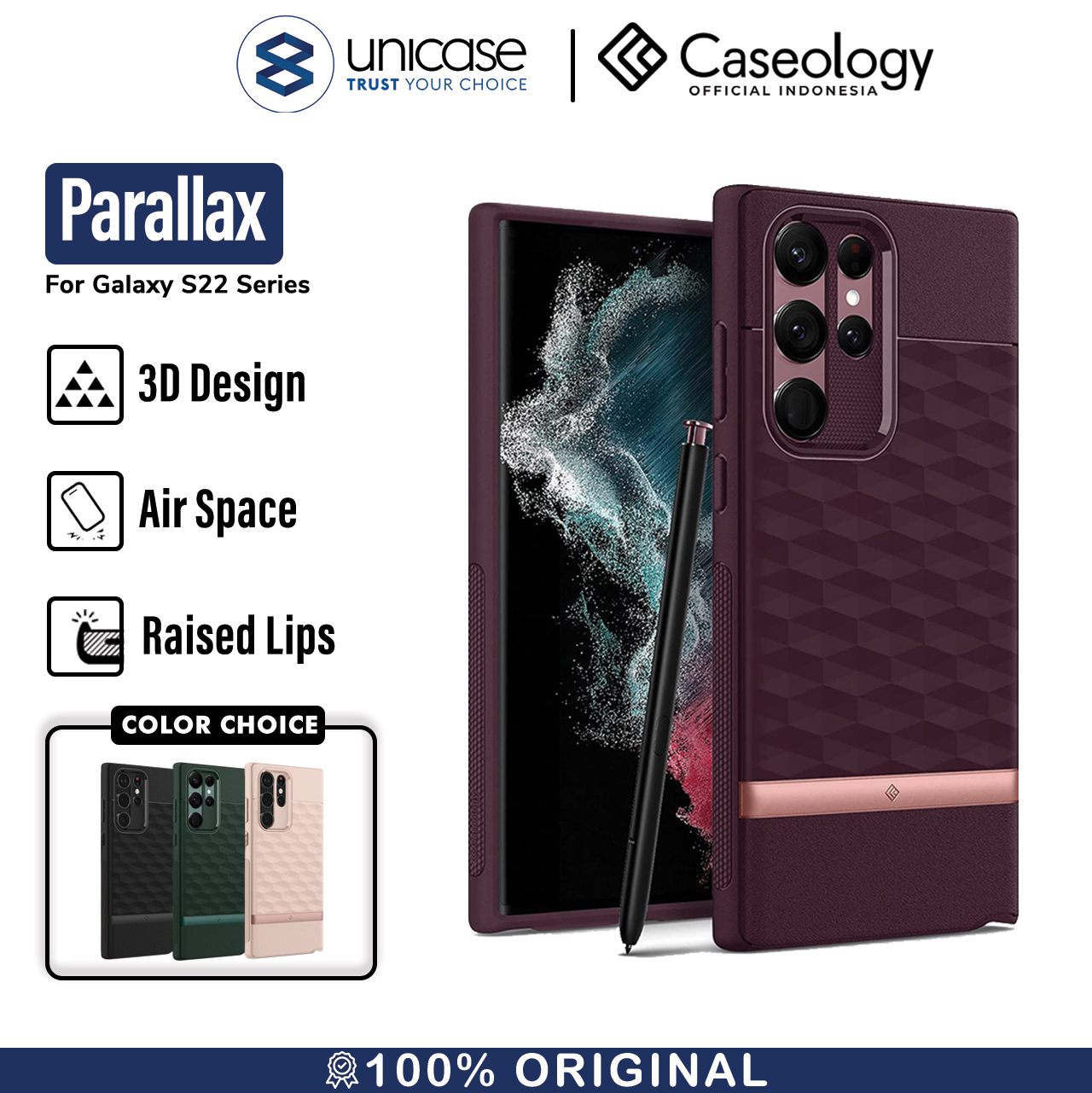 Case Samsung Galaxy S22 Ultra Plus Caseology Parallax 3D Hybrid Casing
