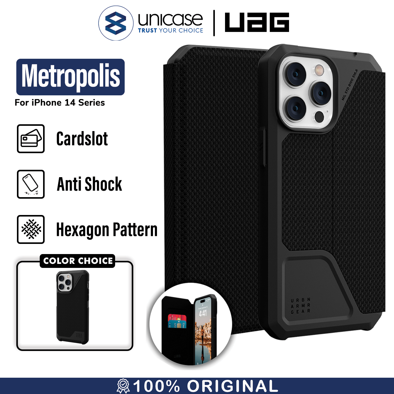 Case iPhone 14 Pro Max Plus UAG Metropolis LT MagSafe Kevlar Casing