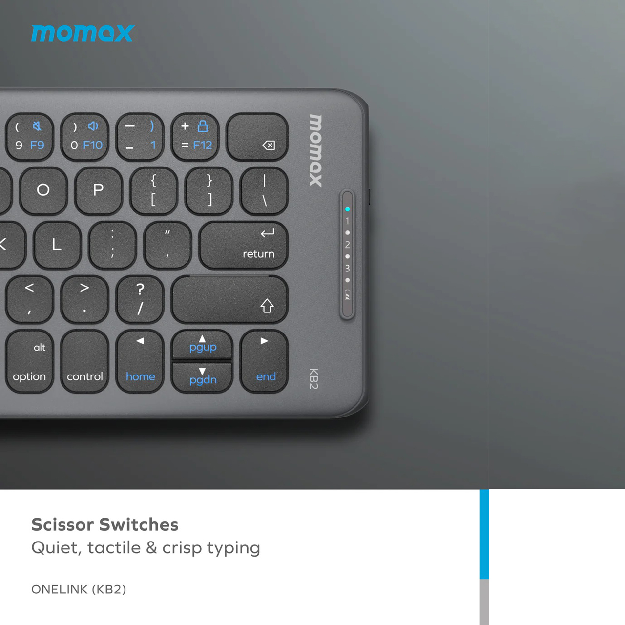 Momax Keyboard Foldable Onelink Folding Portable Wireless Keyboard - Space Grey KB2E