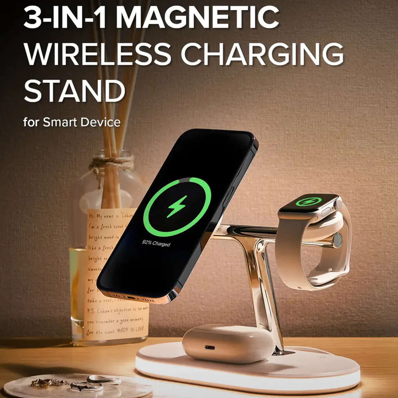 Magnetic Wireless Charging Stand Ringke 3 in 1 Magsafe Holder 15W LED