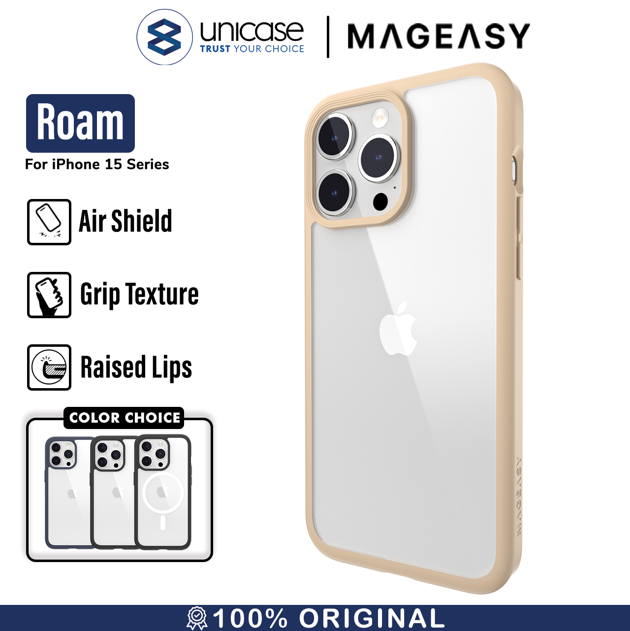 Case iPhone 15 Pro Max Plus MagEasy Roam MagSafe Clear Cover Casing