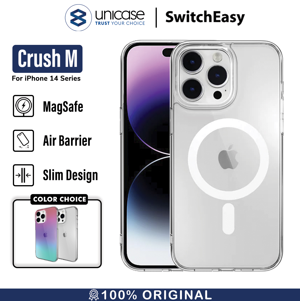 Case iPhone 15/ 14 Pro Max Plus SwitchEasy Crush MagSafe Slim Casing