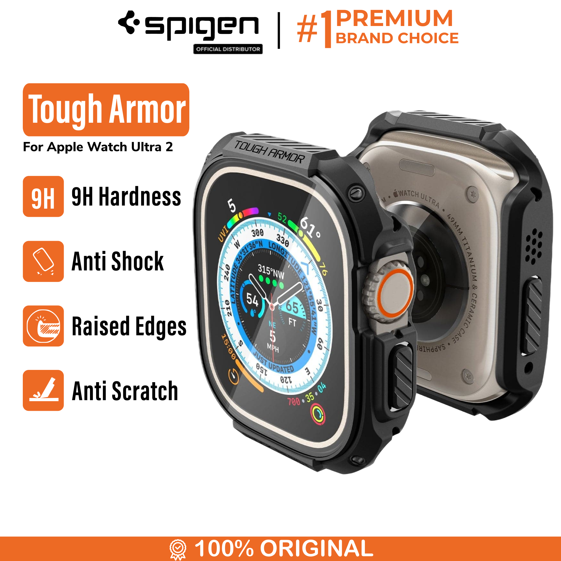 Spigen Apple Watch Series Ultra 2 / 1 (49mm) Case Tough Armor - Black ACS05457