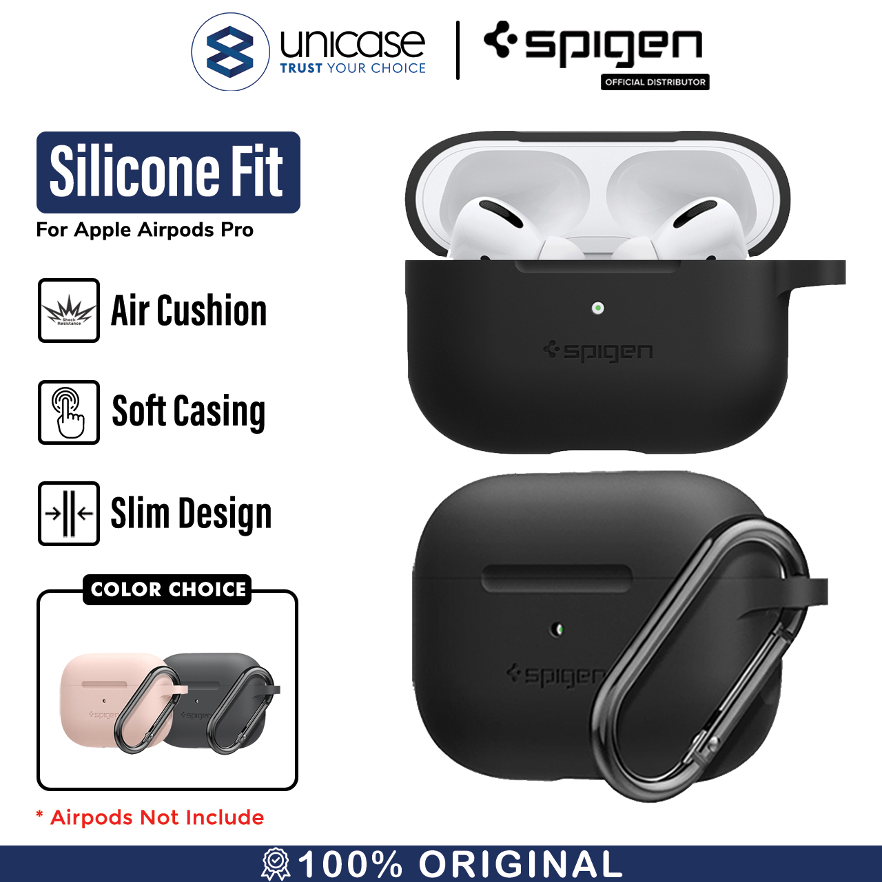 Case Airpods Pro Spigen Silicone Fit Cover Softcase Premium Casing