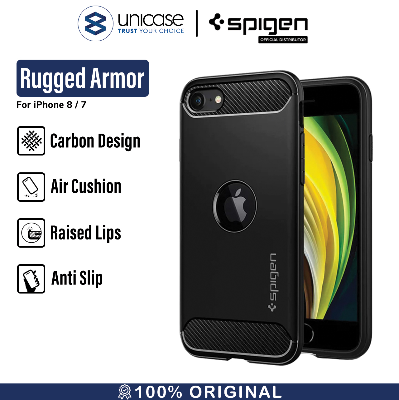 Spigen iPhone 8 / 7 Case Rugged Armor - Matte Black 042CS20441