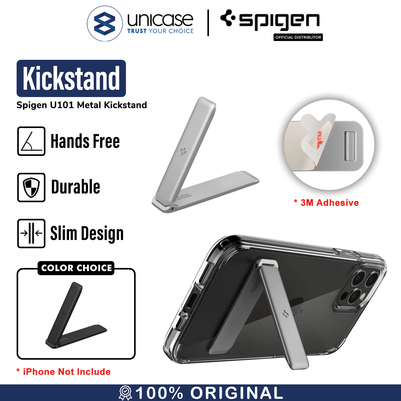 Universal Handphone Stand Spigen U101 Metal Kickstand HP Slim Portable