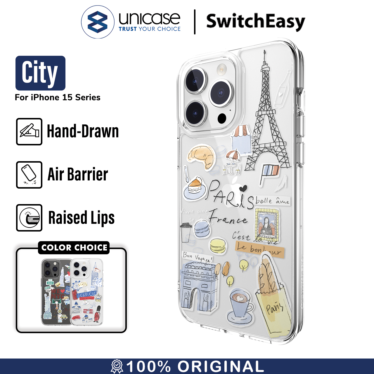 Case iPhone 15 Pro Max Plus SwitchEasy City Slim Motif Clear Casing