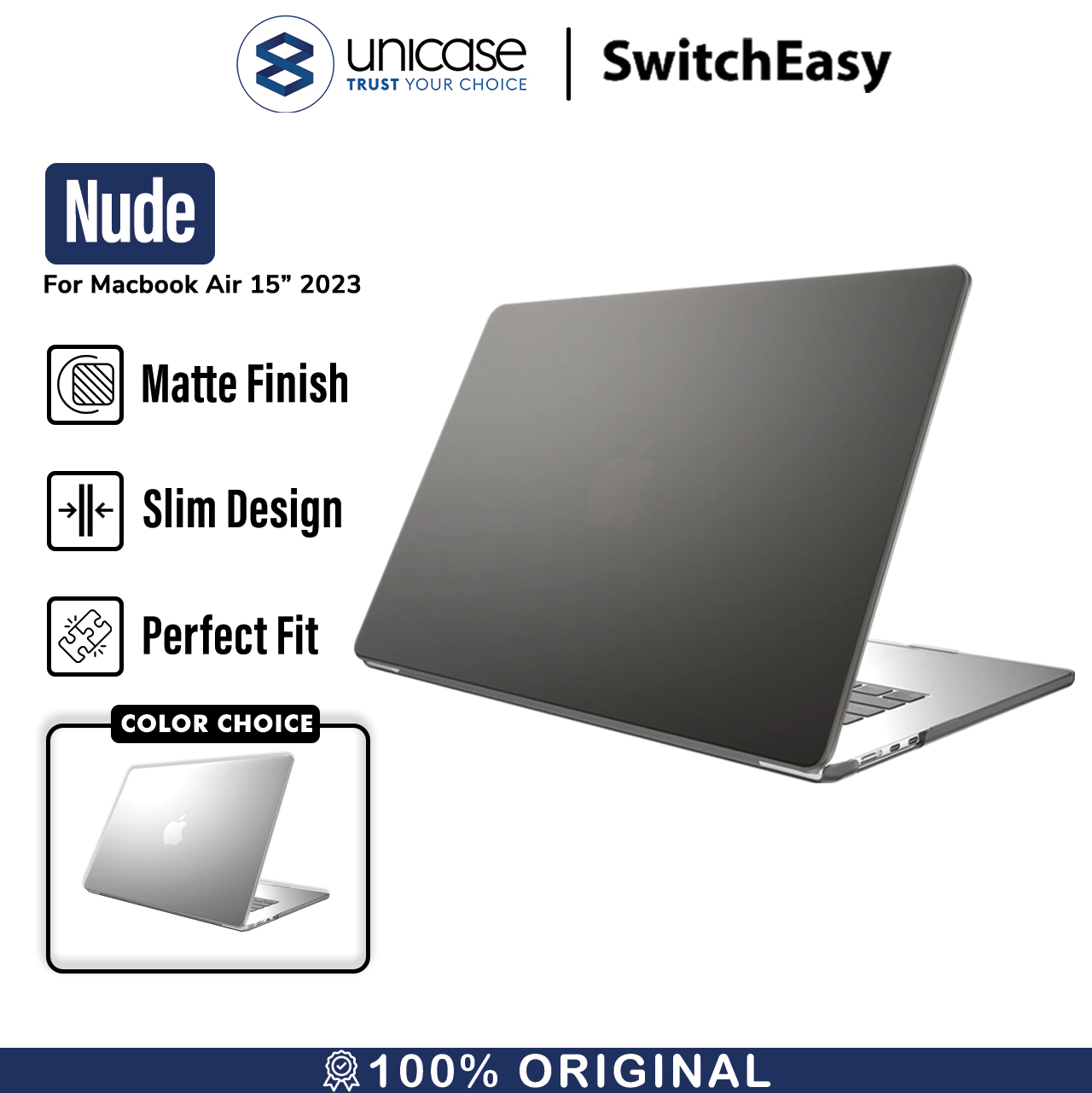 Case MacBook Air 15 2023 M2 SwitchEasy Nude Protective Hardcase Casing