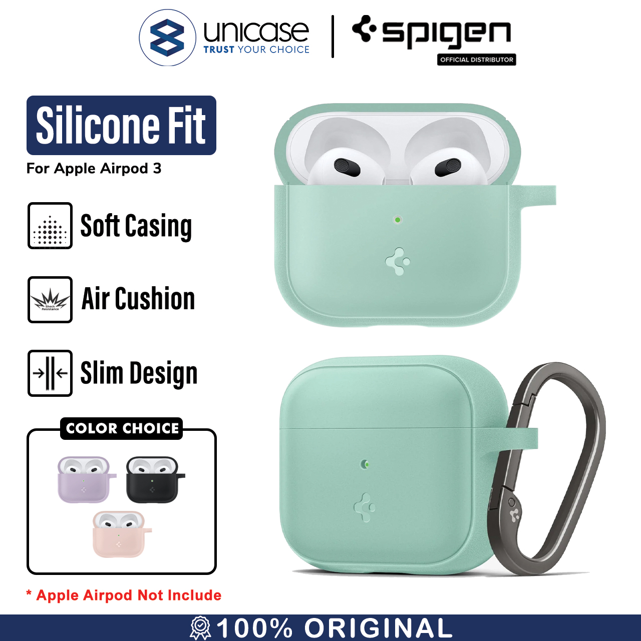 Case Airpods 3 Spigen Silicone Fit Cover Softcase Premium Slim Casing