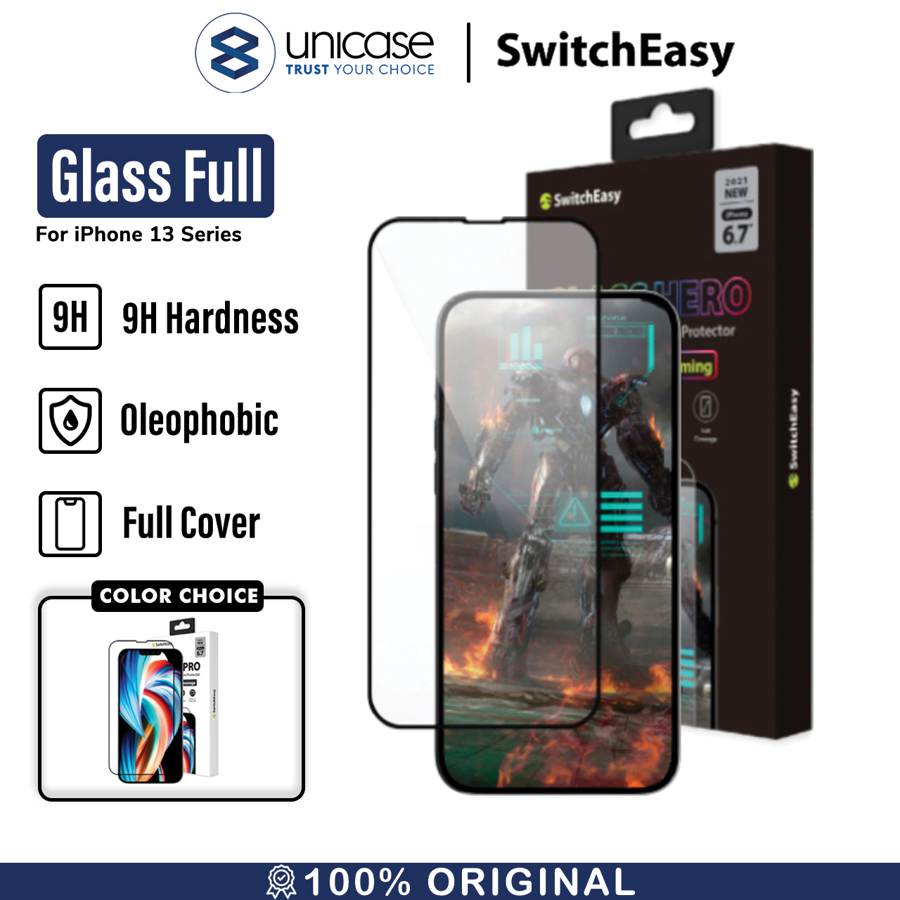 SwitchEasy iPhone 13 / 13 Pro Glass Hero Full Coverage Tempered Glass - Transparent GS-103-211-264-65
