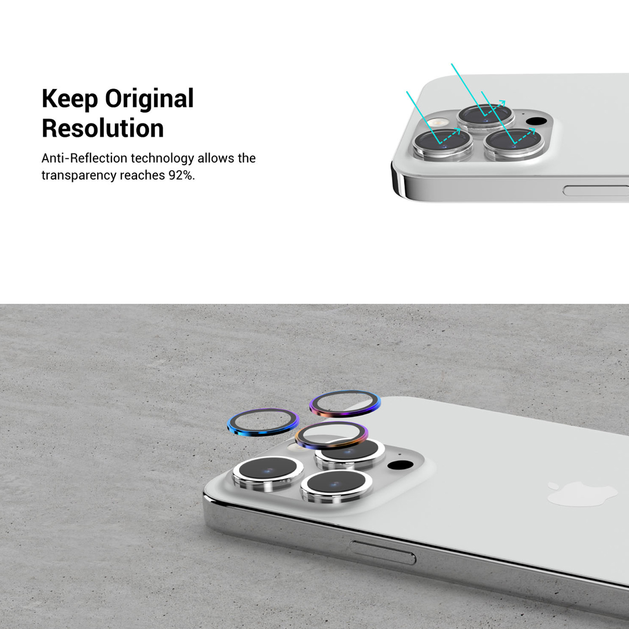 Camera Ring iPhone 15 Pro Max Plus MagEasy Lenzguard Lens Protector 9H