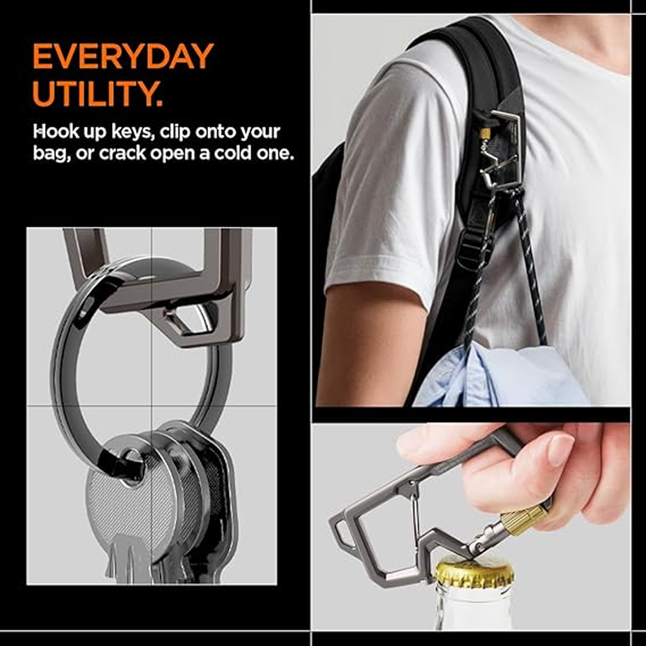 Spigen Carabiner With Key Ring 2nd Gen - Gunmetal AHP08894