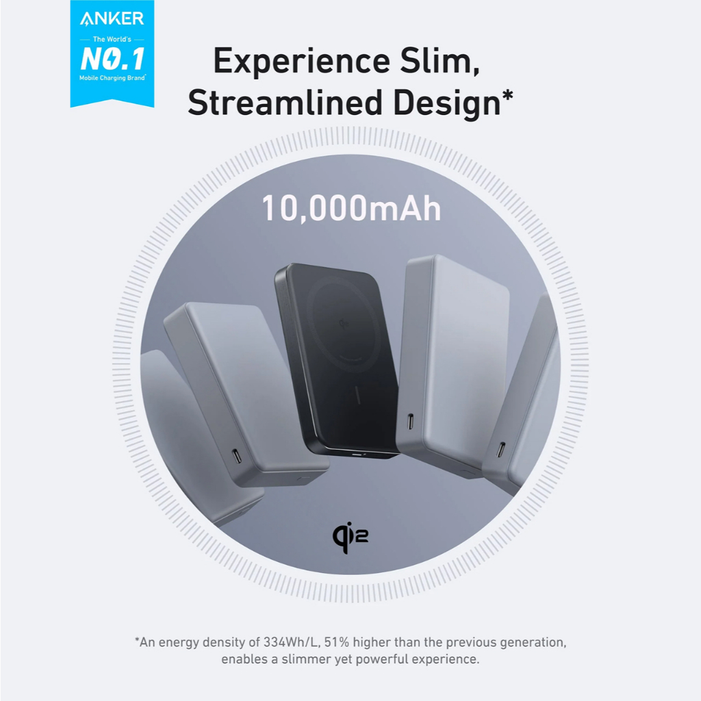 Anker Powerbank Magsafe Thin 10000mAh MagGo Qi2 - Black A1664H11