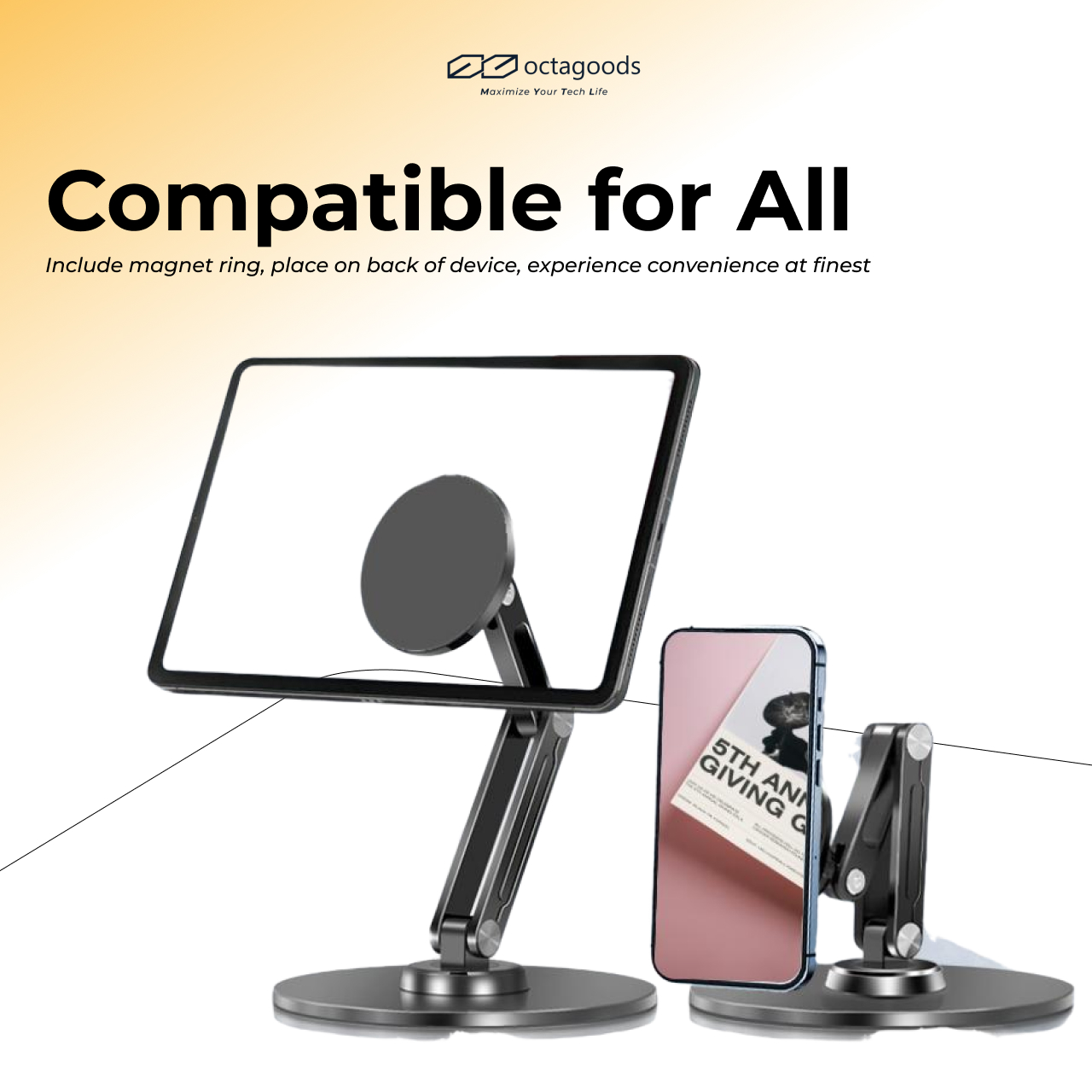 Octagoods Universal Tablet Stand Magsafe P74 Holder - Black P74 Tab