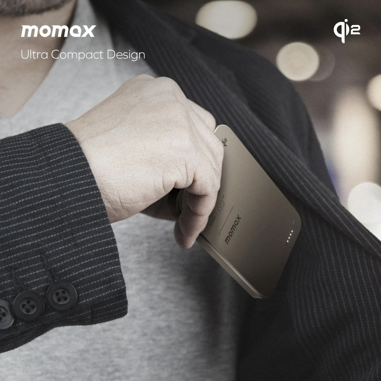 Momax Powerbank Magsafe Thin Q2 5000mAh 1-Power Q.Pass - Titanium IP129Q2L-1