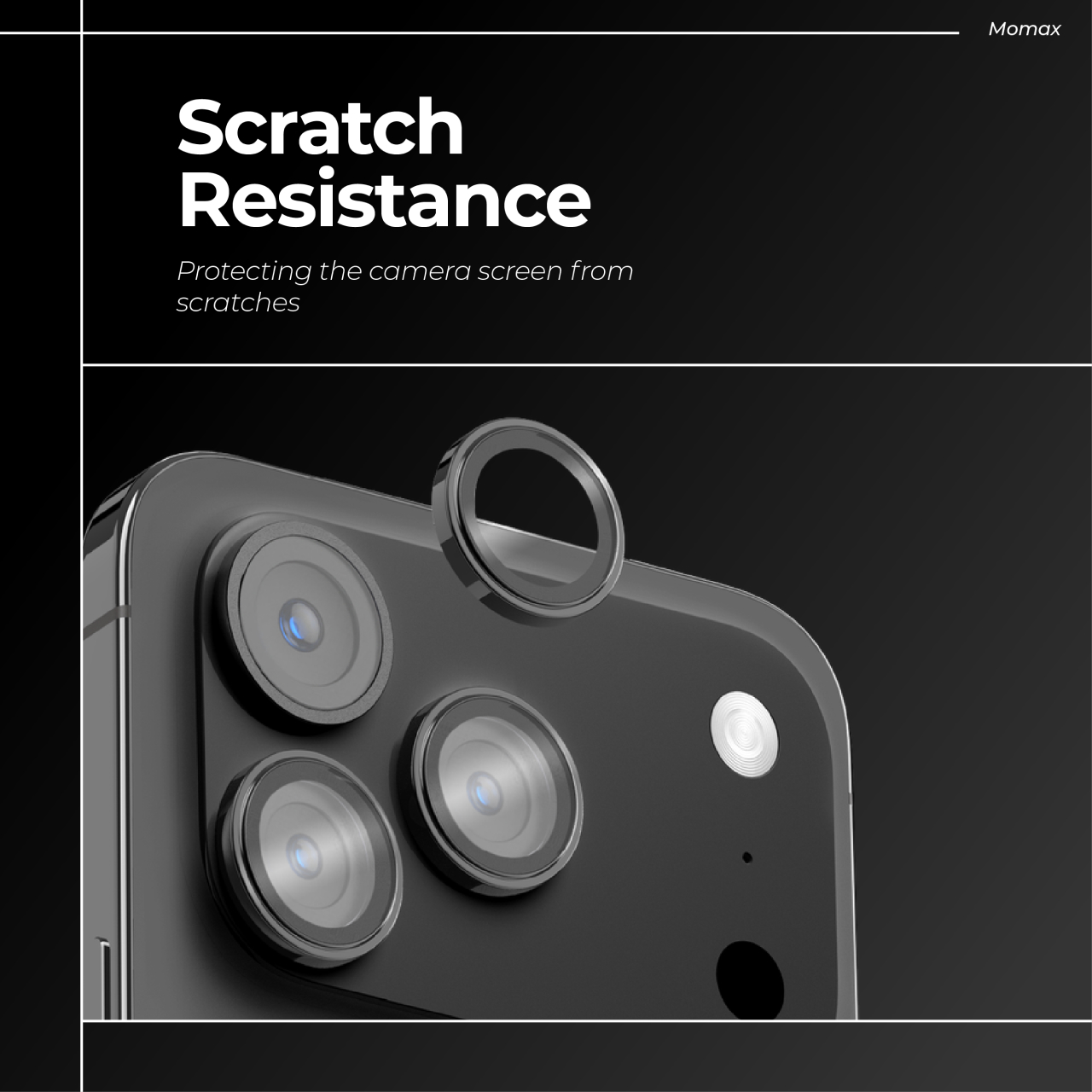 Momax iPhone 17 Camera Lens Protector GlassPro+ Full Coverage - Transparent Black PZAP25CS1D