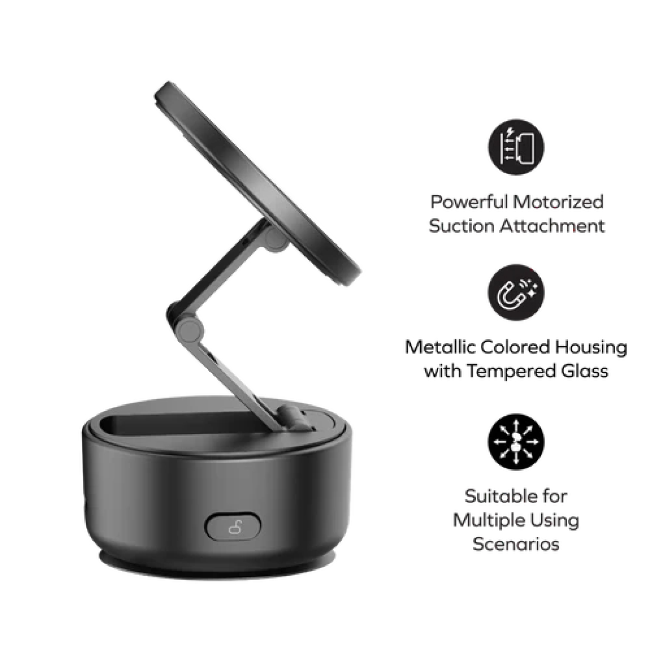 Momax Phone Holder 1-Snap Go Auto Suction Magnetic Phone Stand - Black KH20D