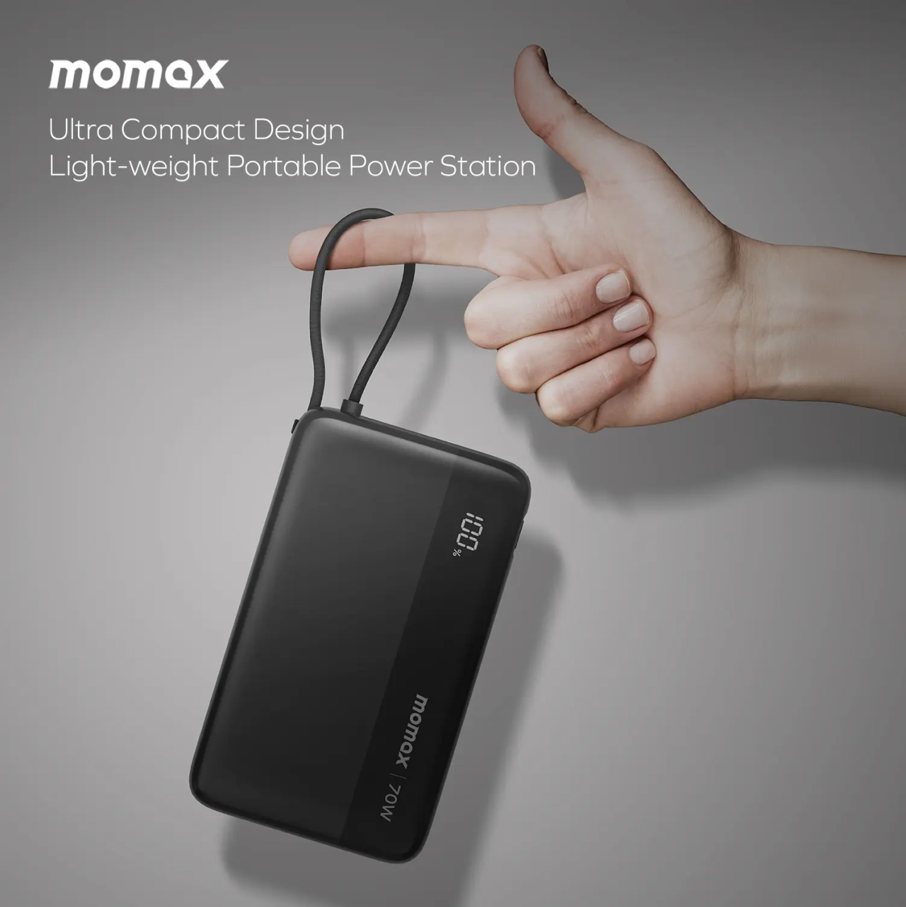 Momax Powerbank Built in Kabel Charger USB C 20000mAh 1-Power Ultra+ - Black IP151D