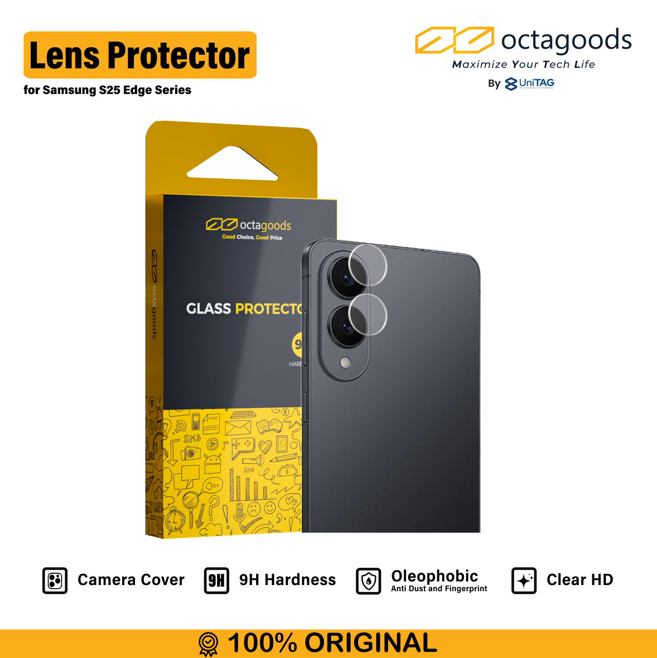 Octagoods Galaxy S25 Edge Camera Lens Protector - Clear SX7645