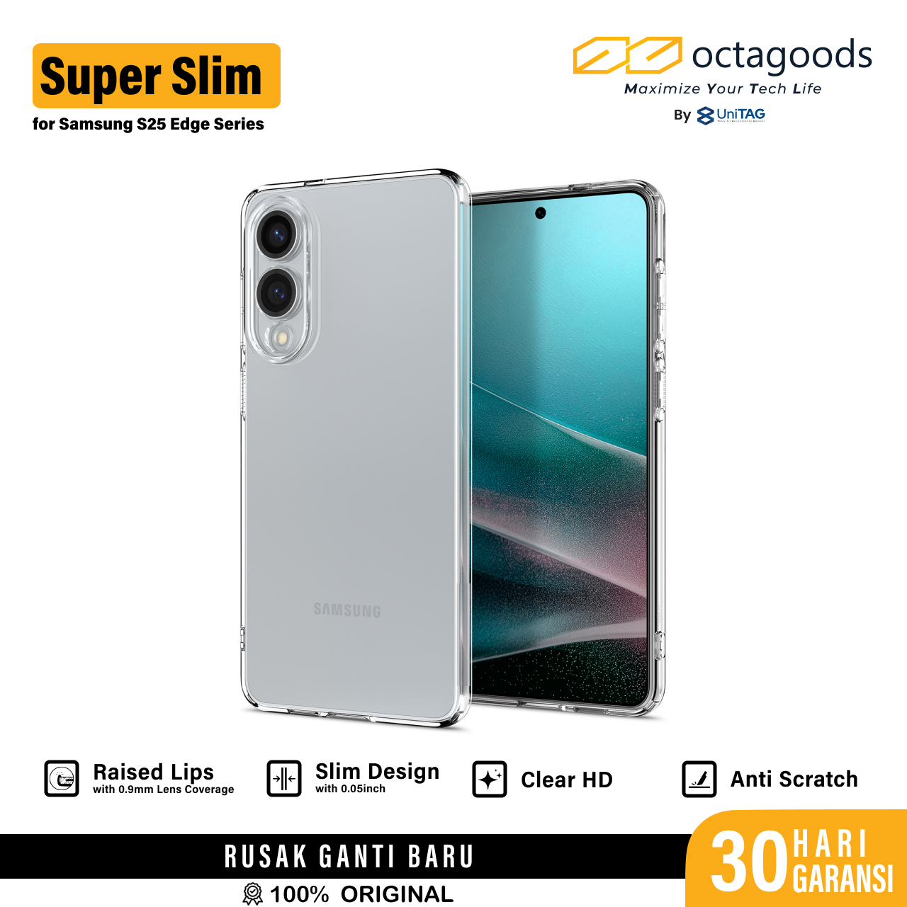 Octagoods Galaxy S25 Edge Case Super Slim - Clear CB36001