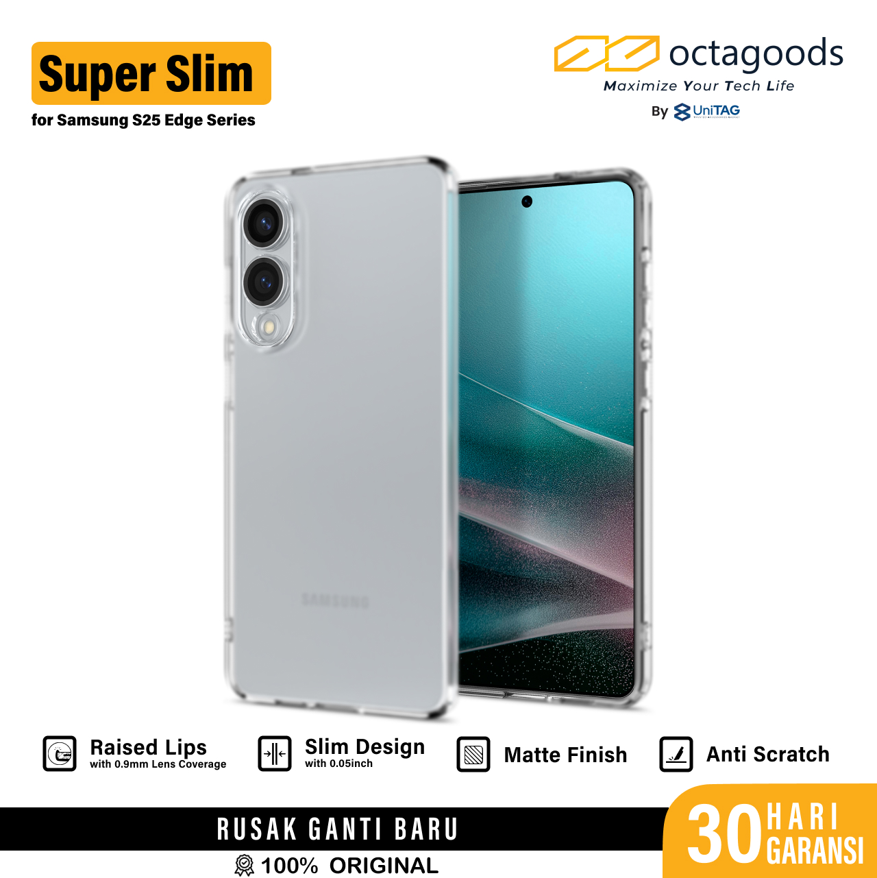Octagoods Galaxy S25 Edge Case Super Slim - Matte Clear CB36002