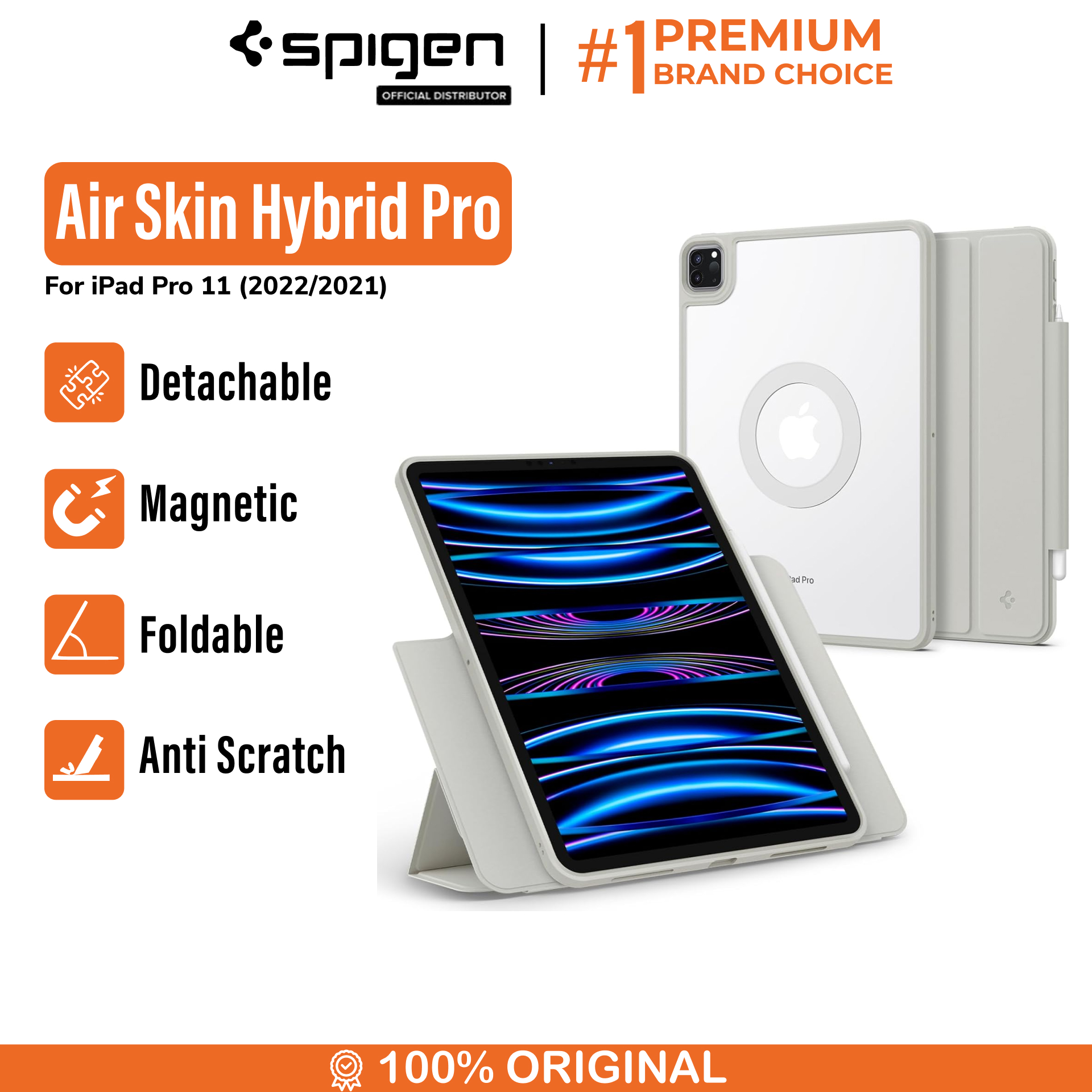 Spigen iPad Pro 11" (2022 / 2021) Case Air Skin Hybrid Pro Onetap - Gray ACS06512