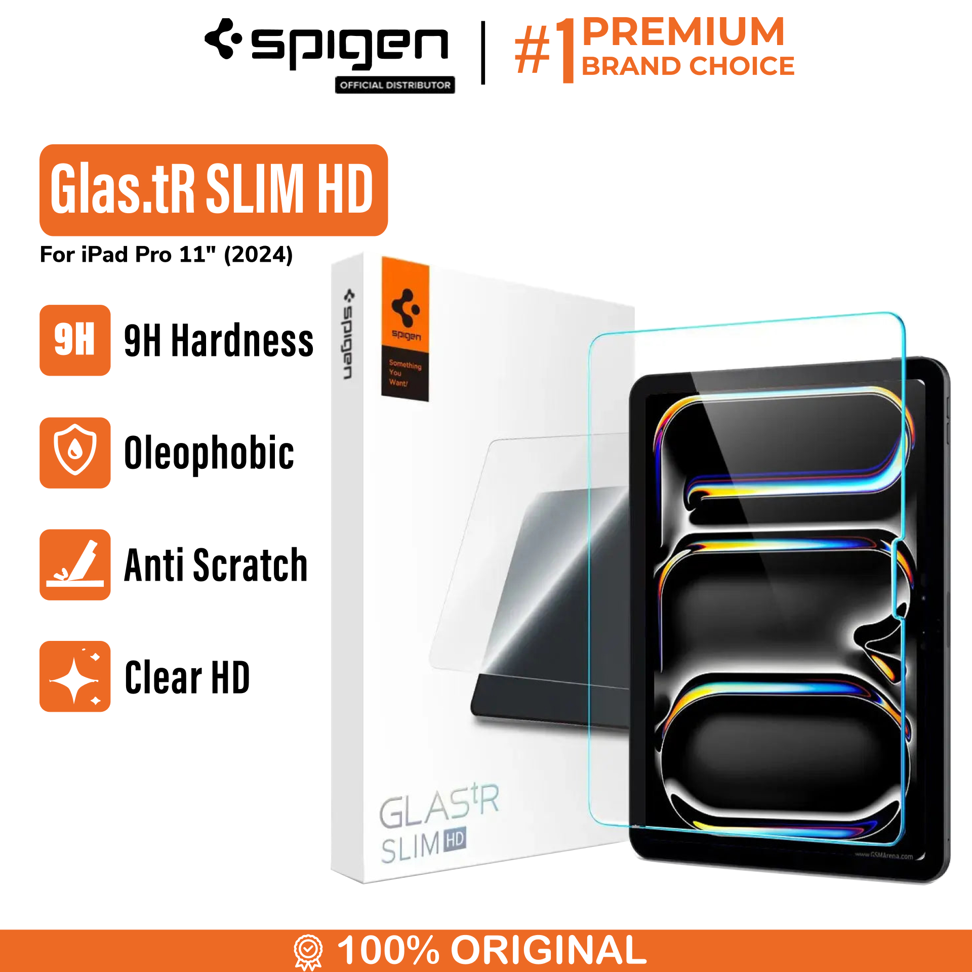 Spigen iPad Pro 11" (2025 / 2024) Tempered Glass 1 Pack Glas.tR SLIM HD - Transparency AGL07787