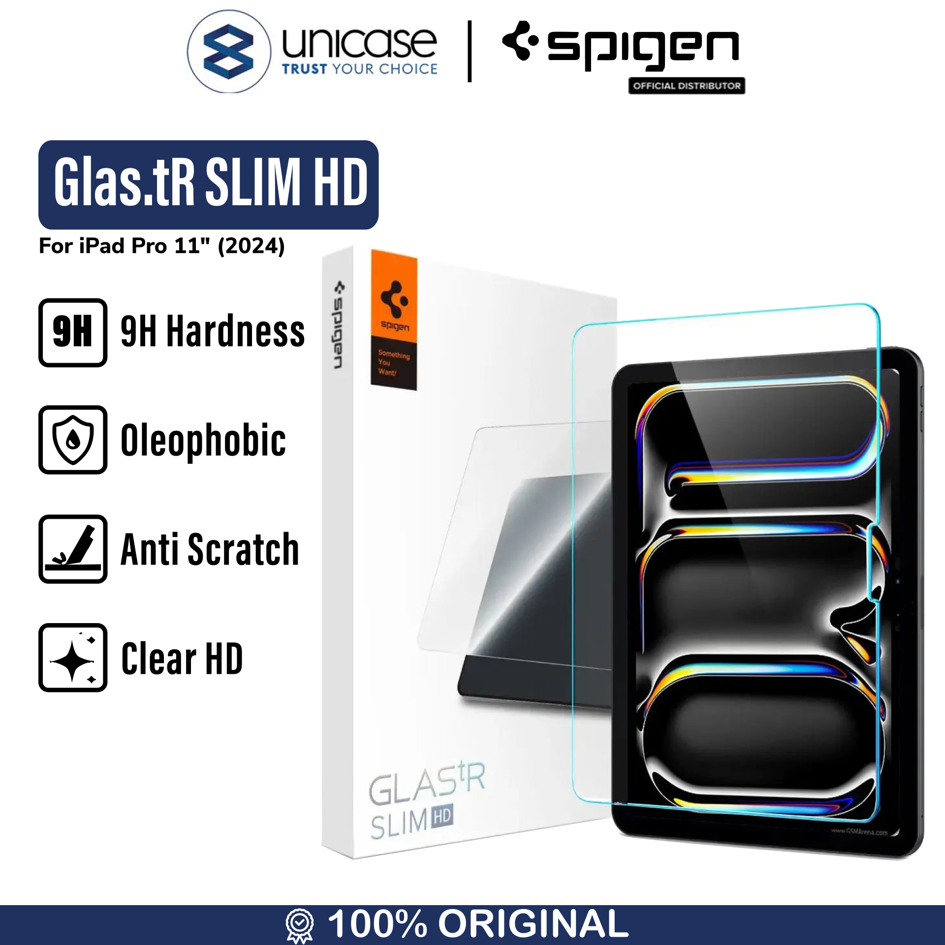 Spigen iPad Pro 11" (2025 / 2024) Tempered Glass 1 Pack Glas.tR SLIM HD - Transparency AGL07787