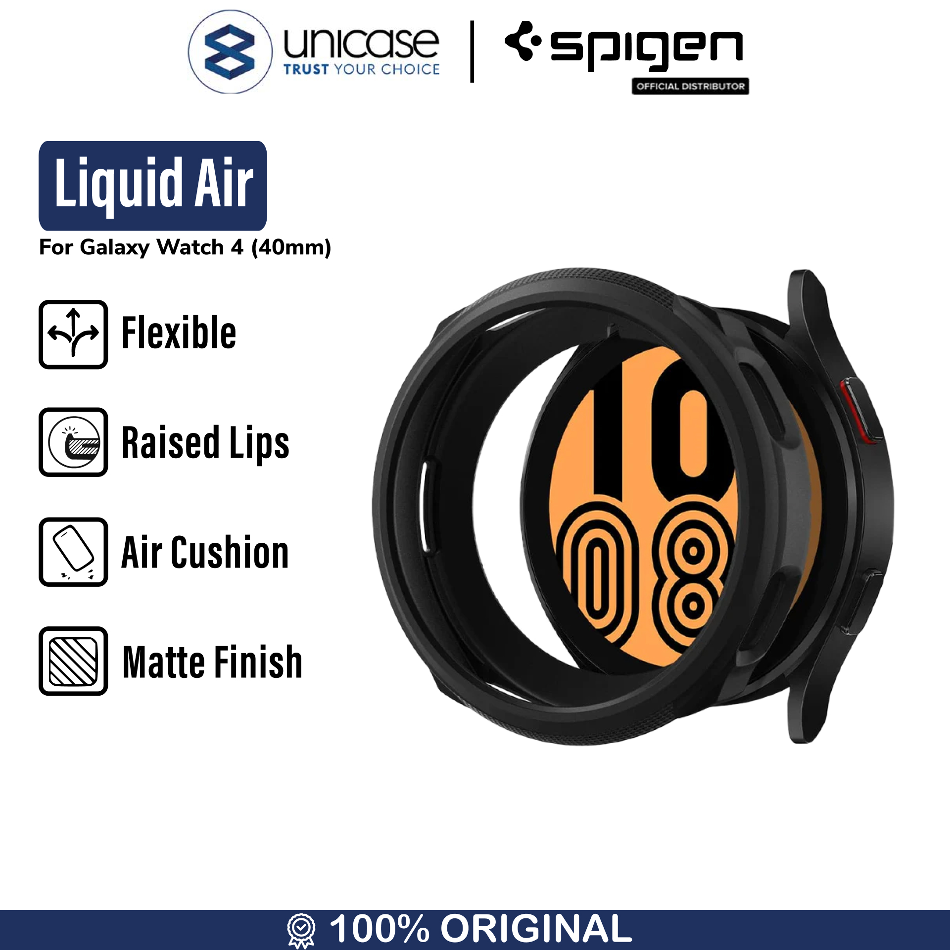 Spigen Galaxy Watch FE / 5 / 4 (40mm) Case Liquid Air - Matte Black ACS03139