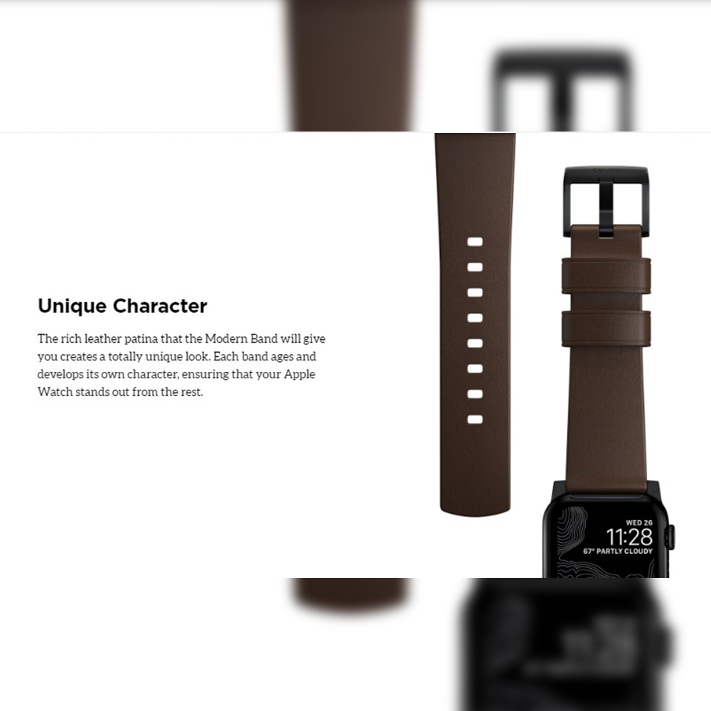 Nomad Apple Watch 49mm / 46mm / 45mm / 44mm / 42mm (Series 3 / 2 / 1) Strap Modern Band Horween Leather - Rustic Brown Silver Hardware NM1A4RSM00