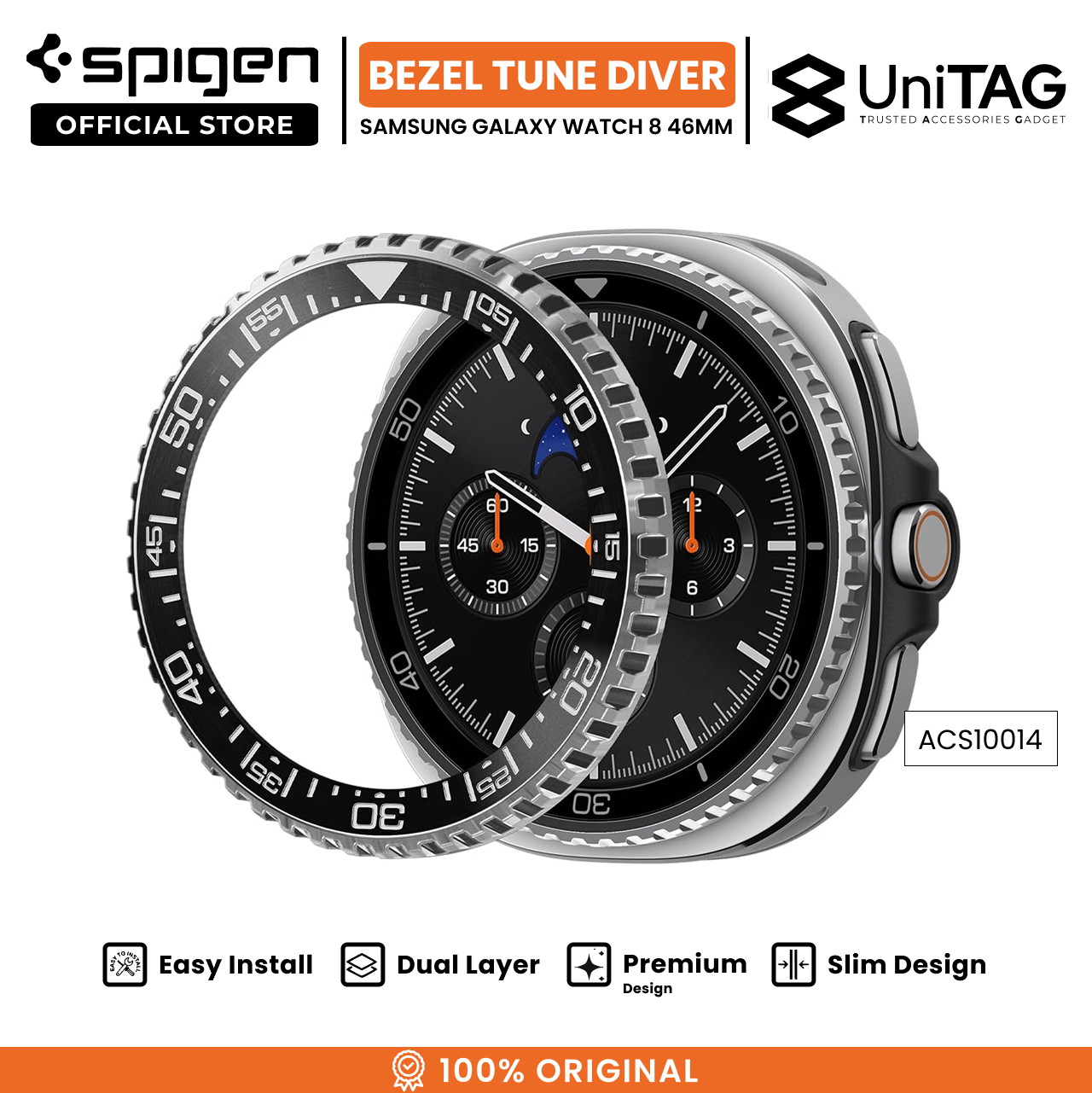 Spigen Galaxy Watch 8 Classic (46mm) Bezel Tune Diver - Black ACS10014