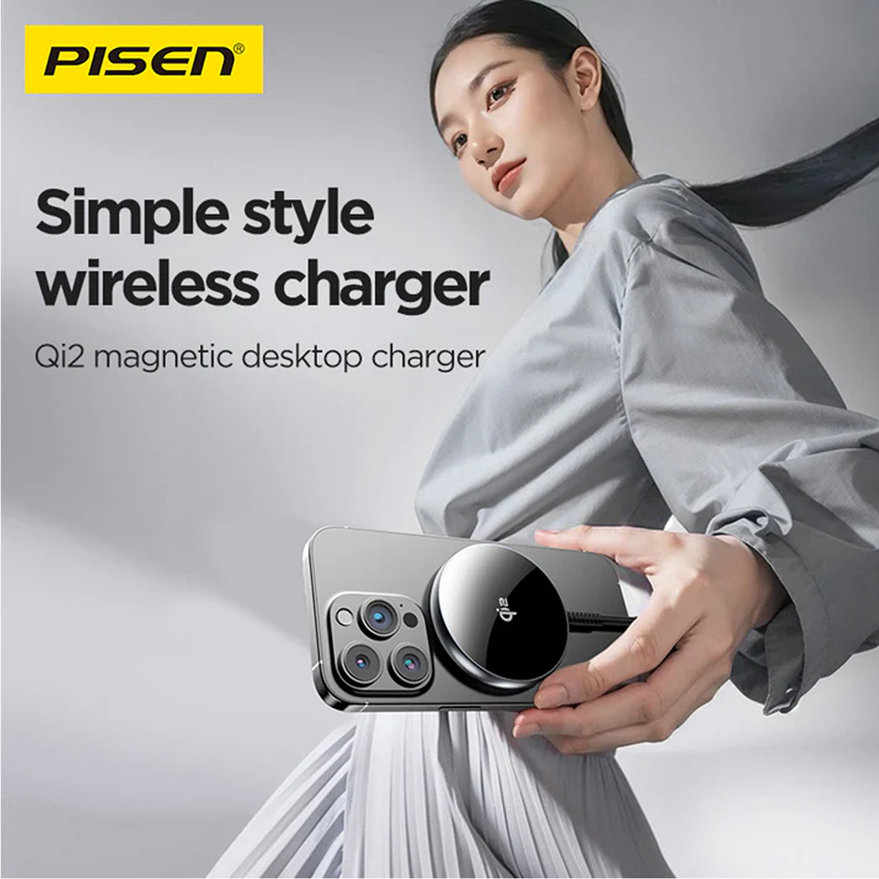 Pisen Wireless Charger Qi2 15W - Black TP-C56