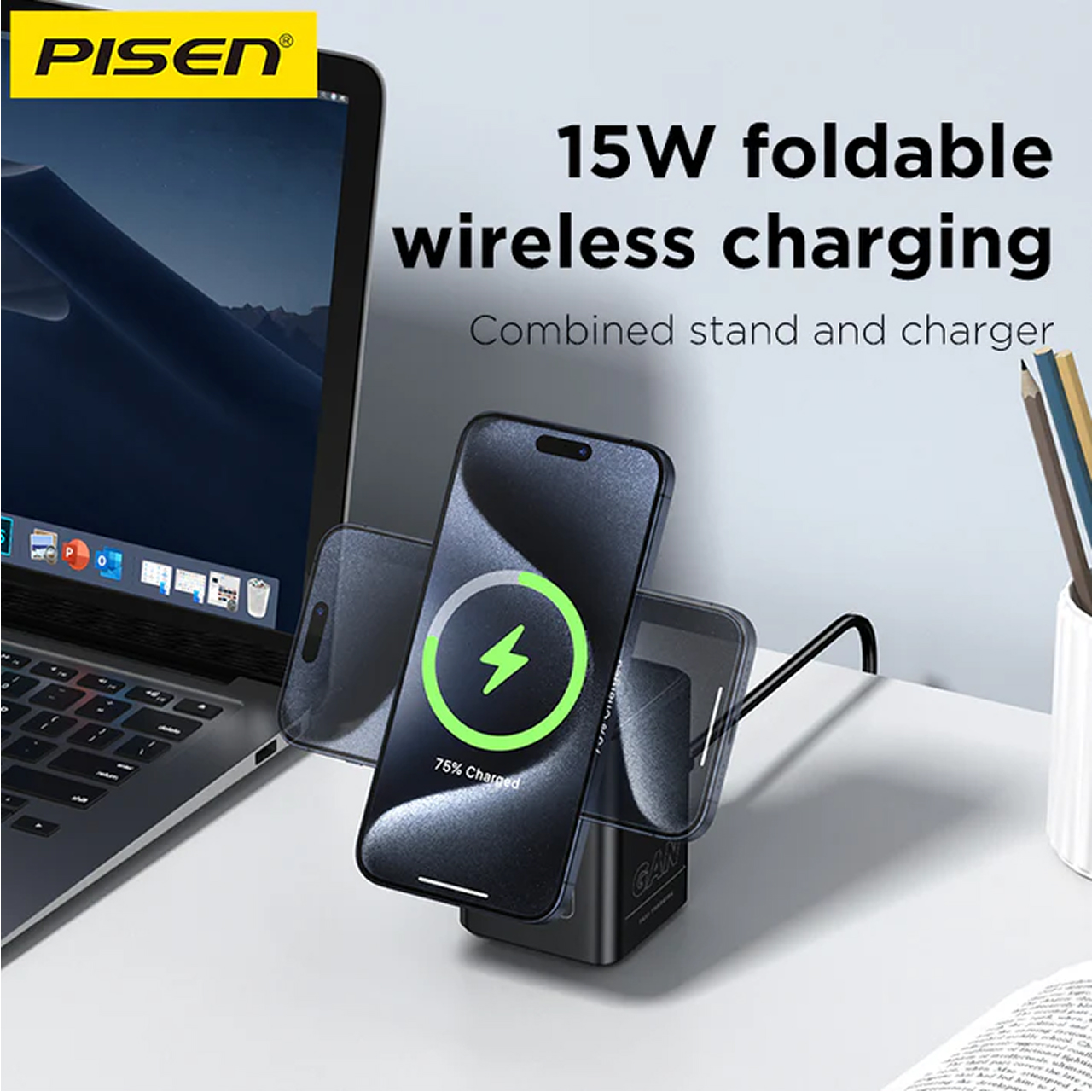Pisen Desktop Charger Wireless 1C GaN 45W - Black TP-C25