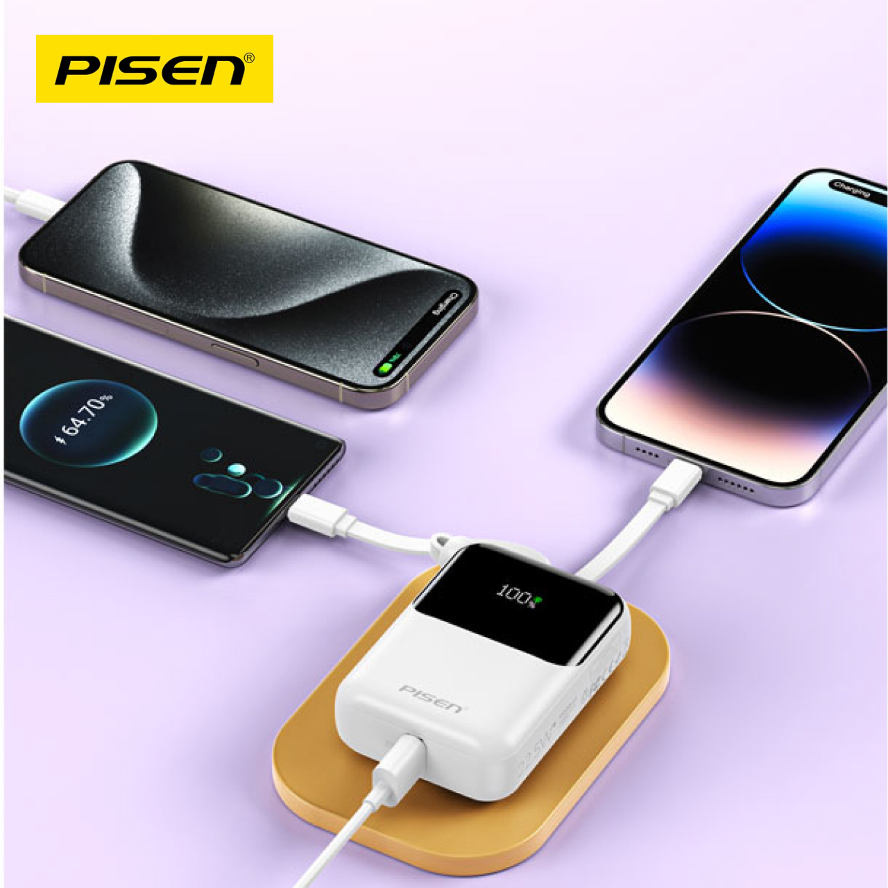 Pisen Powerbank 10000mAh 1A 1C + Built-in USB C & Lightning 22.5W - Black TP-D096