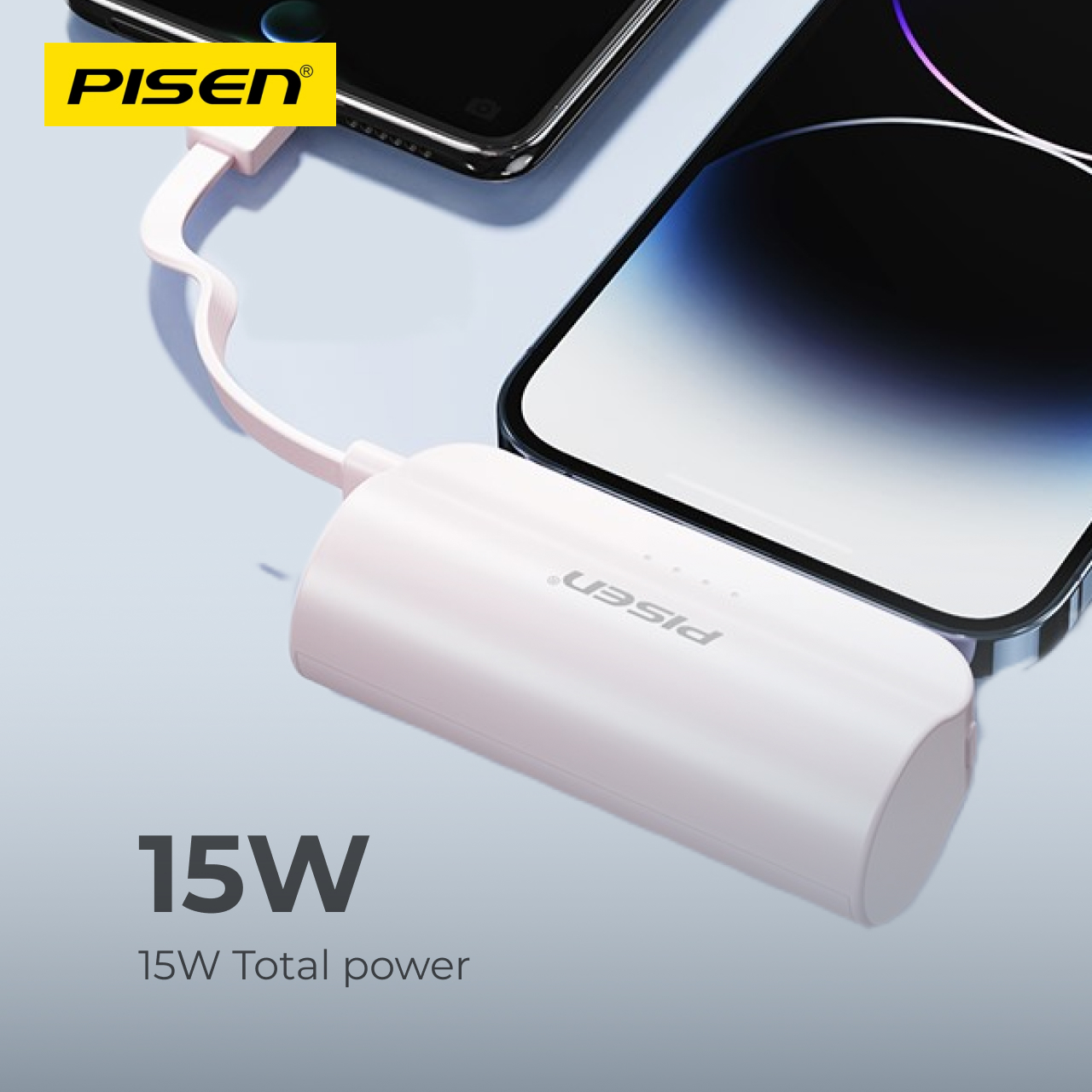 Pisen Powerbank 4500mAh Built-in Lightning + USB C Capsule 15W - White TP-D182