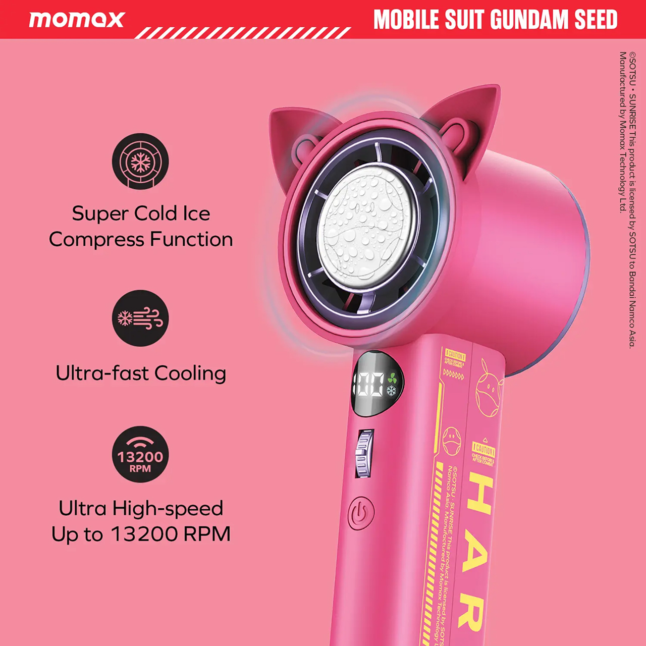 Momax Portable Fan High Speed Icy Cooling Fan - Desert Titanium IF18L2-1