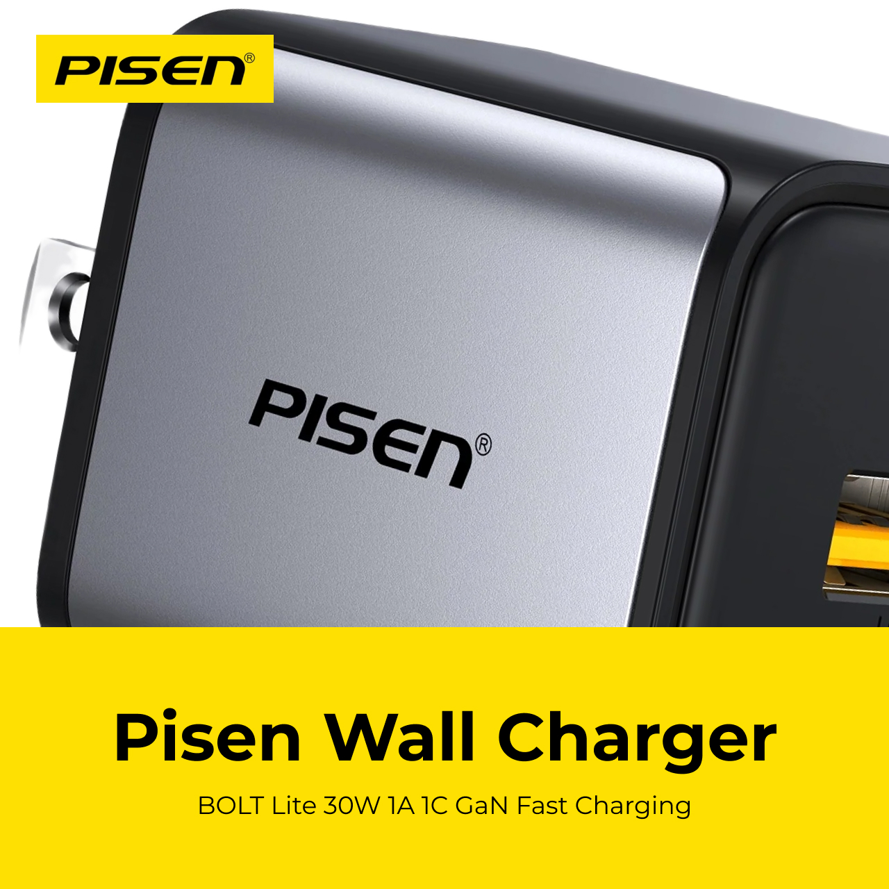 Pisen Wall Charger BOLT Lite 30W 1A 1C GaN PD - Black TP-C63