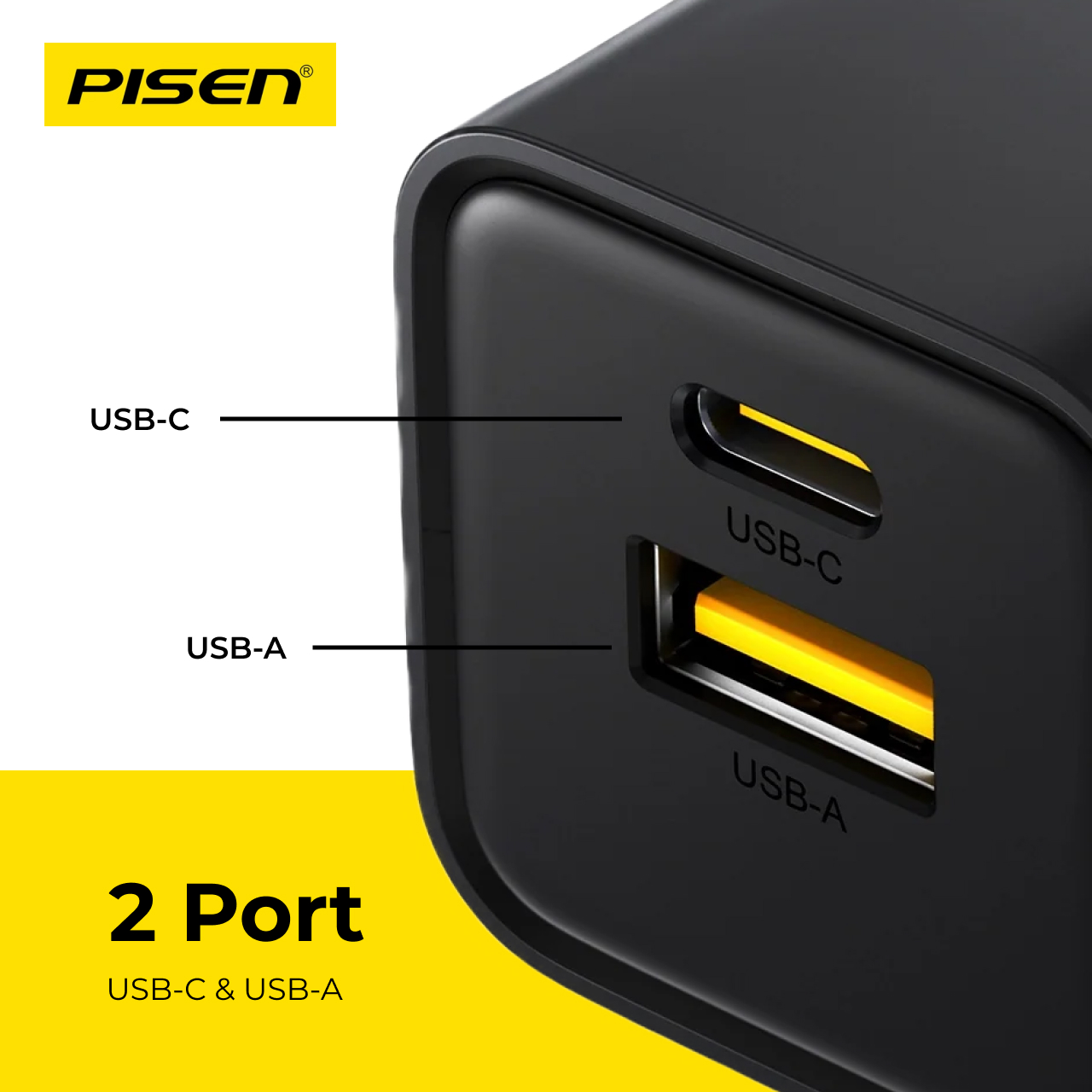 Pisen Wall Charger BOLT Lite 30W 1A 1C GaN PD - Black TP-C63