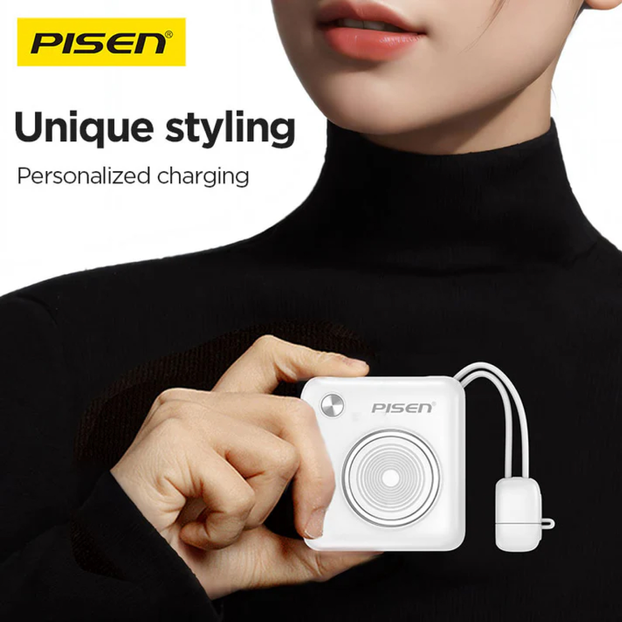 Pisen Powerbank 10000mAh 1C + Built-in USB C & Lightning 22.5W - White TP-D105