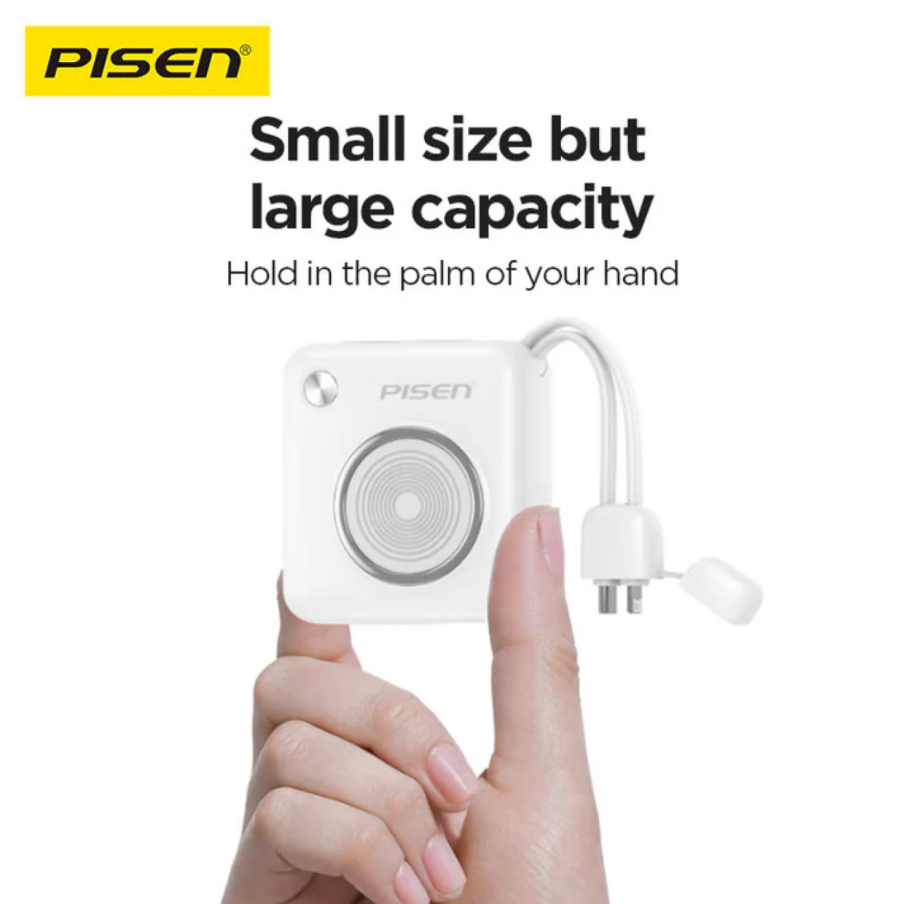 Pisen Powerbank 10000mAh 1C + Built-in USB C & Lightning 22.5W - White TP-D105